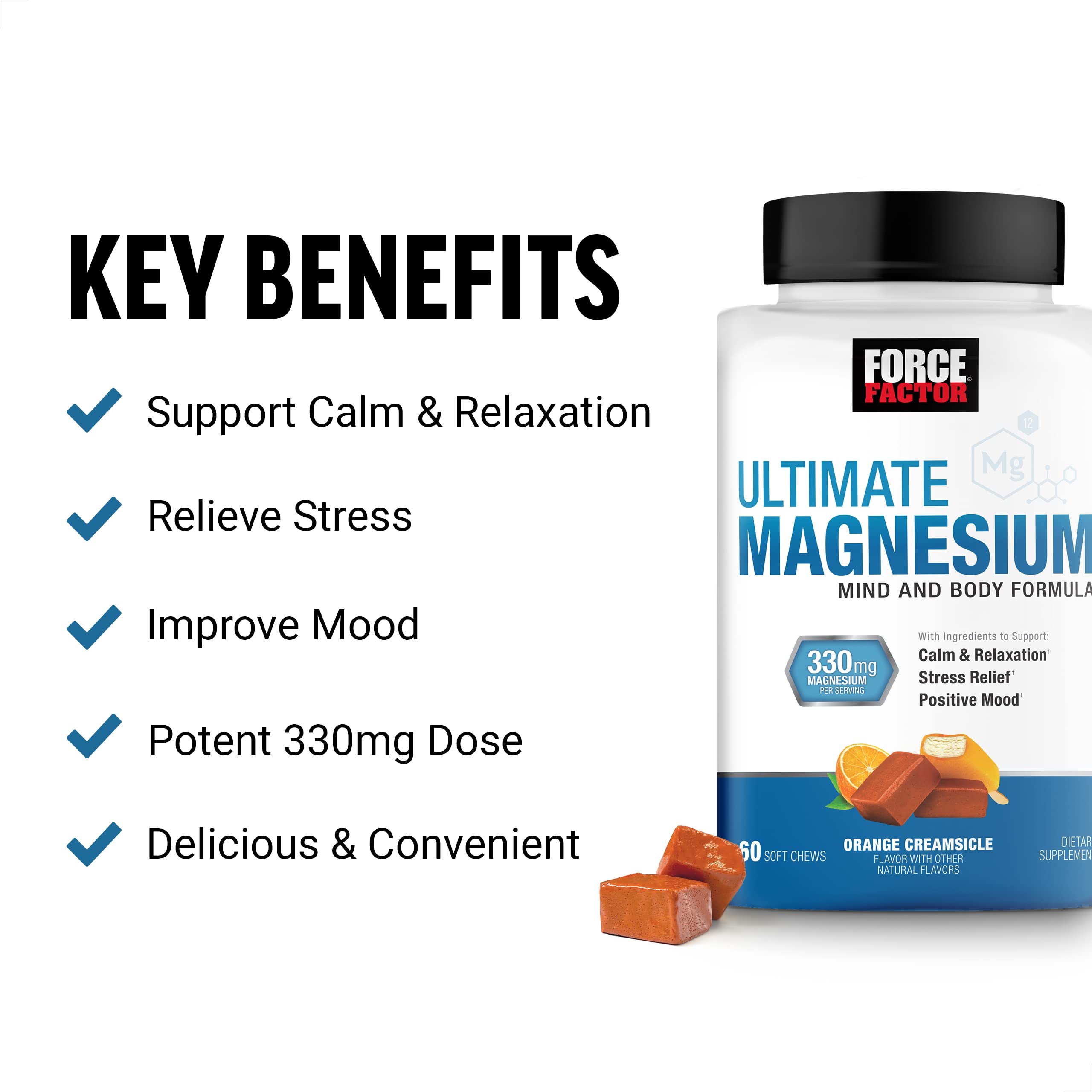 Foto 3 pulgar | Suplemento Force Factor Ultimate Magnesium 60 Comprimidos Masticables - Venta Internacional.