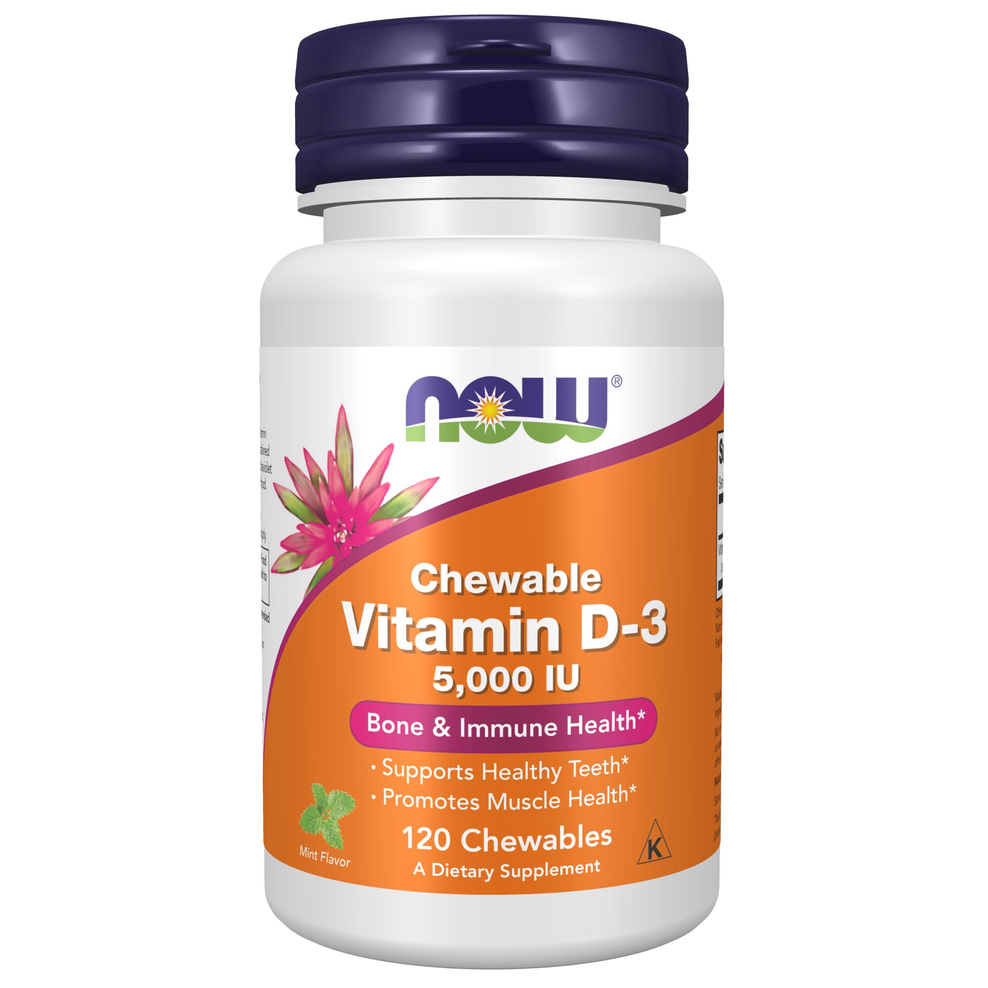 Foto 2 pulgar | Suplemento De Vitamina D-3 De Now Foods, 5000 Ui, 120 Comprimidos Masticables - Venta Internacional.