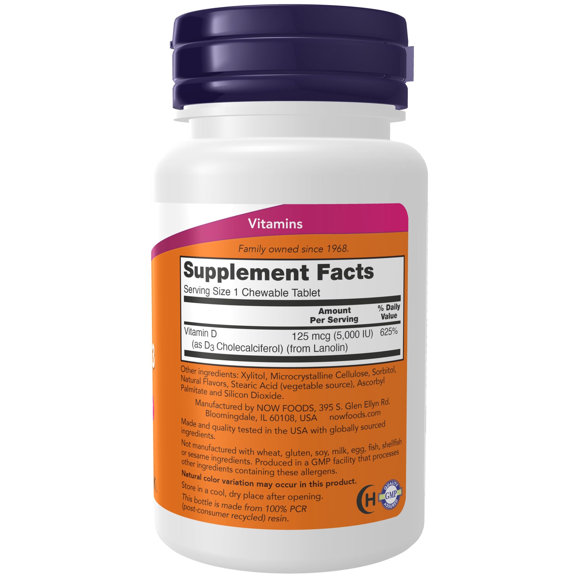 Foto 3 pulgar | Suplemento De Vitamina D-3 De Now Foods, 5000 Ui, 120 Comprimidos Masticables - Venta Internacional.