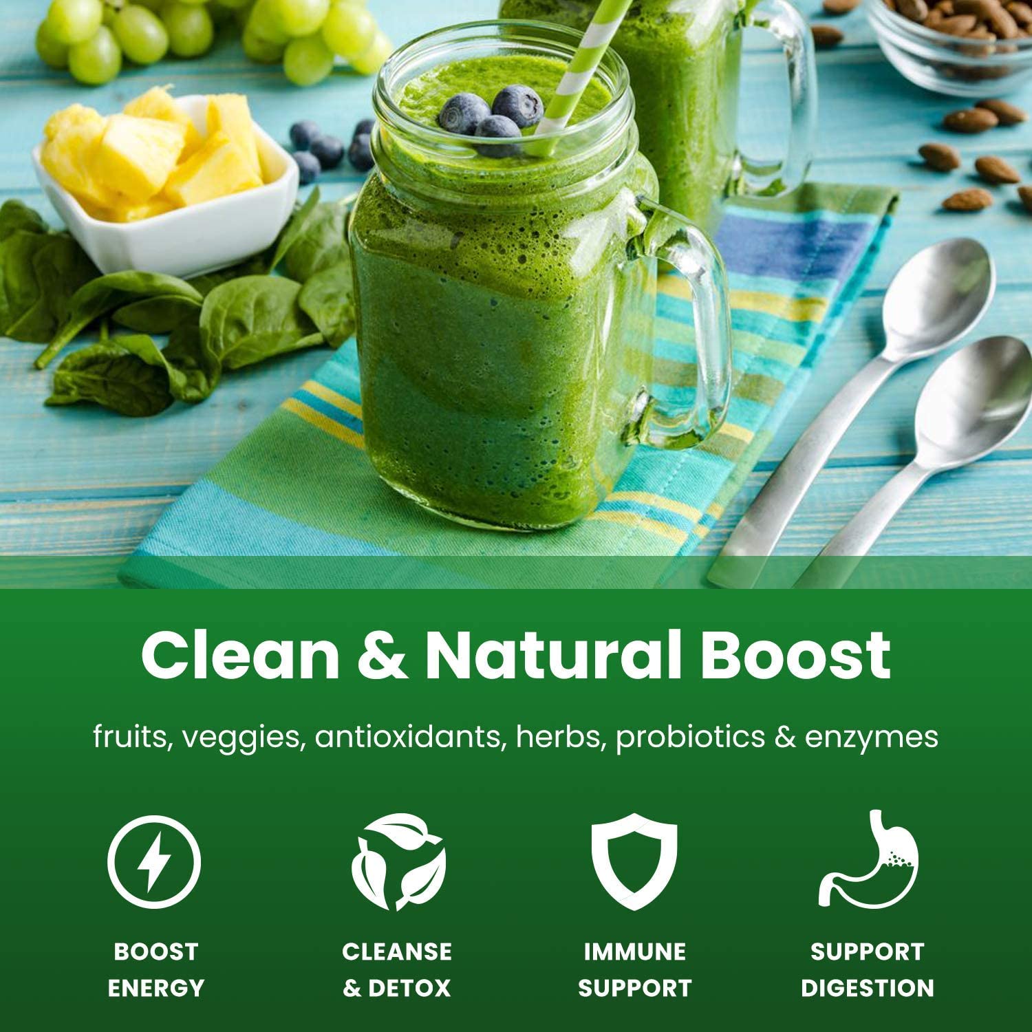 Foto 4 pulgar | Suplemento Nutrachamps Super Greens Powder Premium Superfood - Venta Internacional.