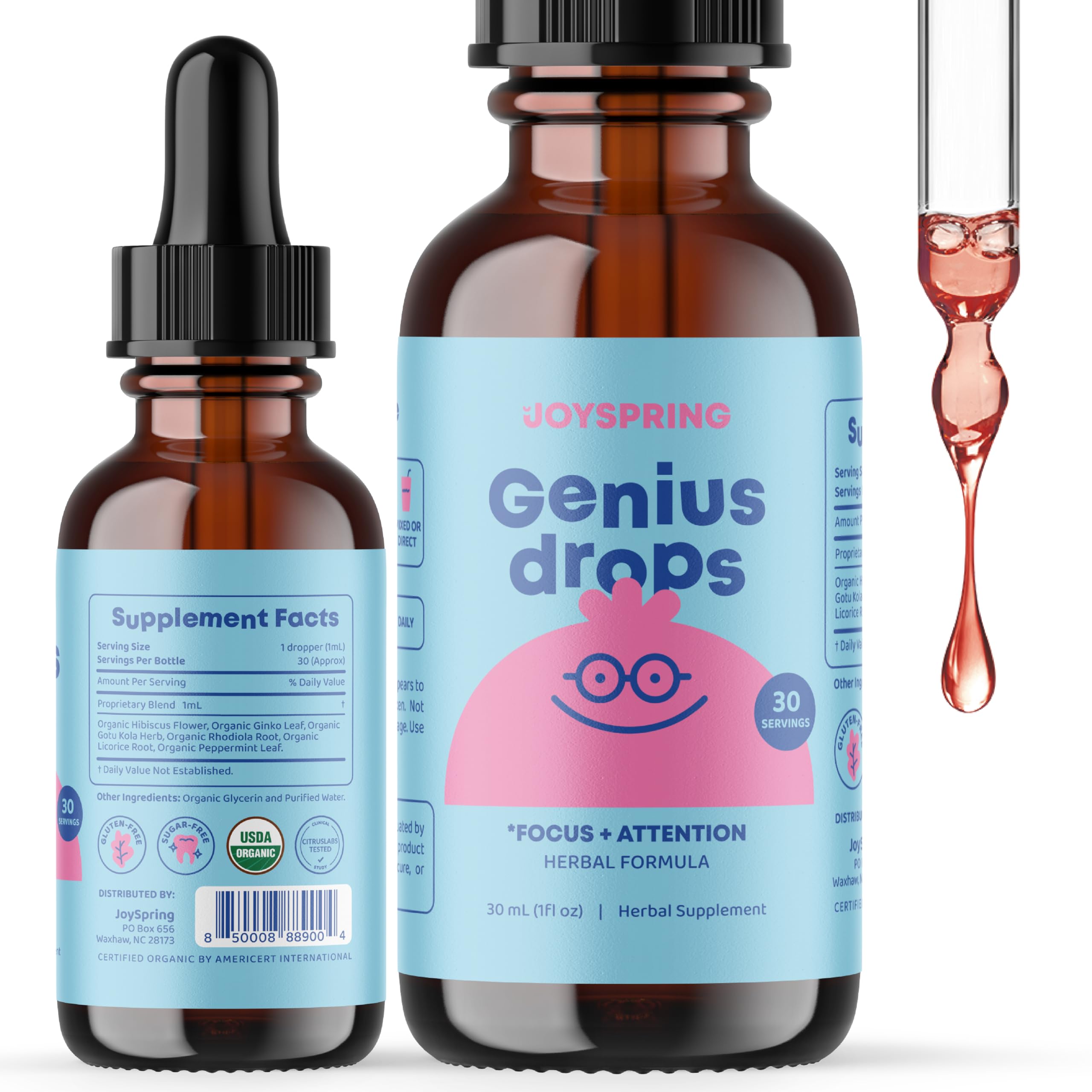 Foto 2 pulgar | Suplemento Joyspring Genius Drops Organic Focus Kids - Venta Internacional.