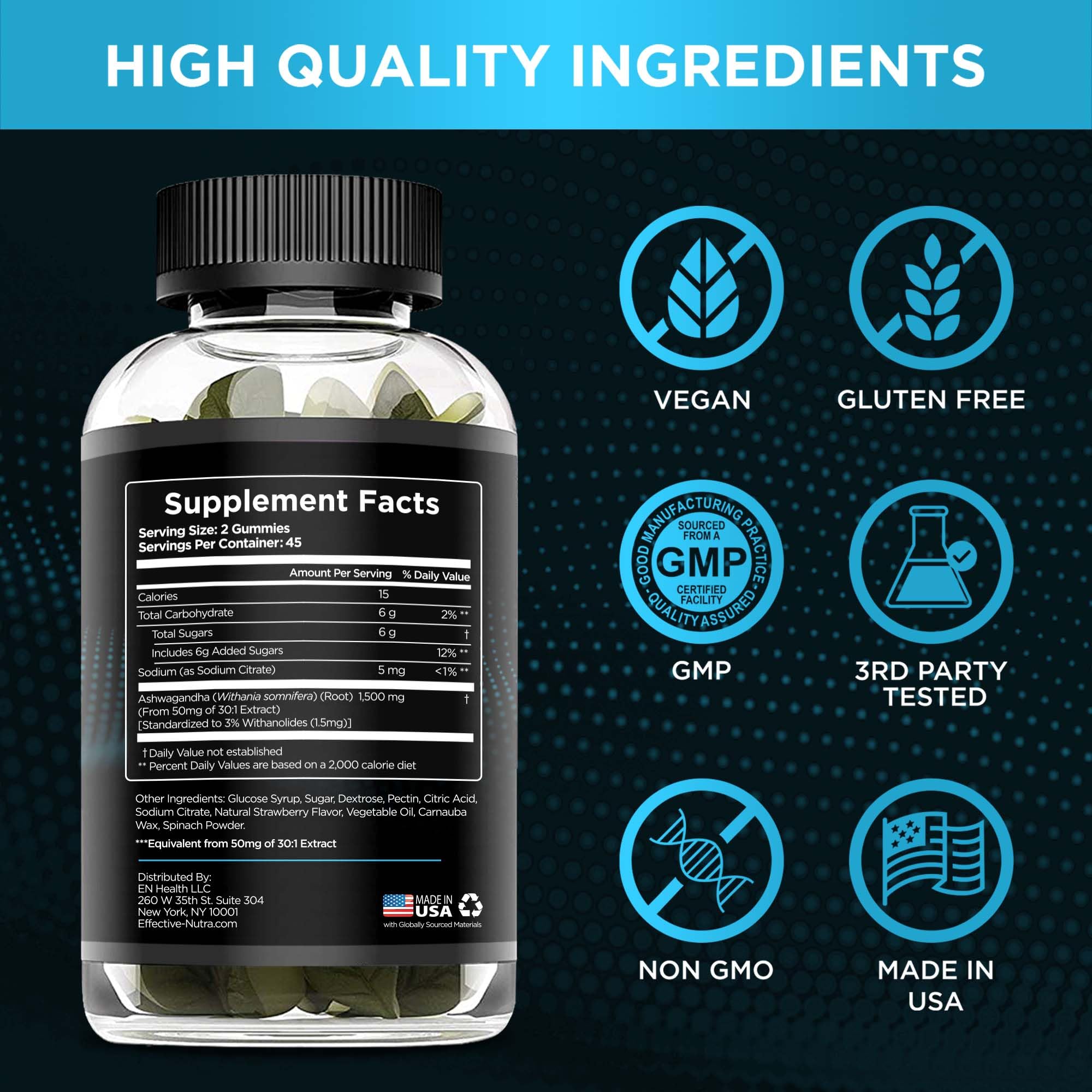 Foto 6 pulgar | Suplementos Efectivos: Gomitas De Ashwagandha Nutra, 1500 Mg, 90 Unidades - Venta Internacional.