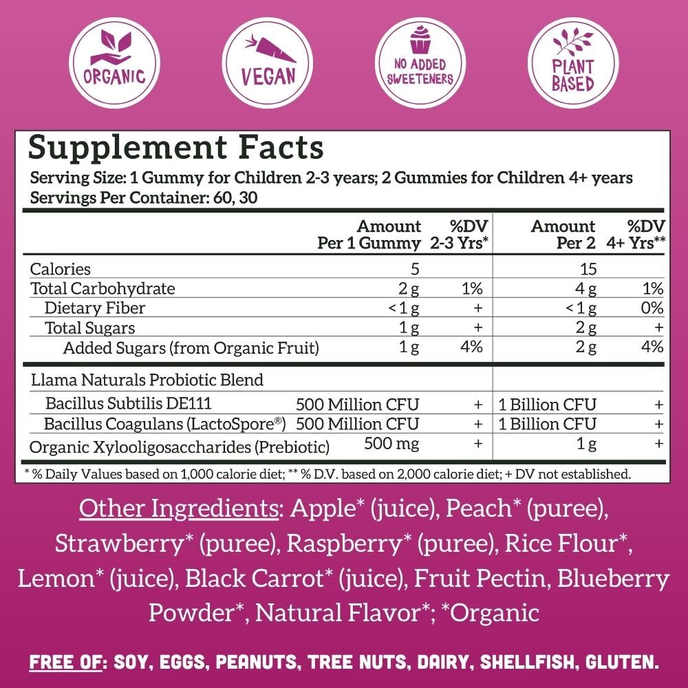 Foto 4 pulgar | Gominolas Para Niños Llama Naturals Con Mezcla De Prebióticos Y Probióticos Con Bayas - Venta Internacional.