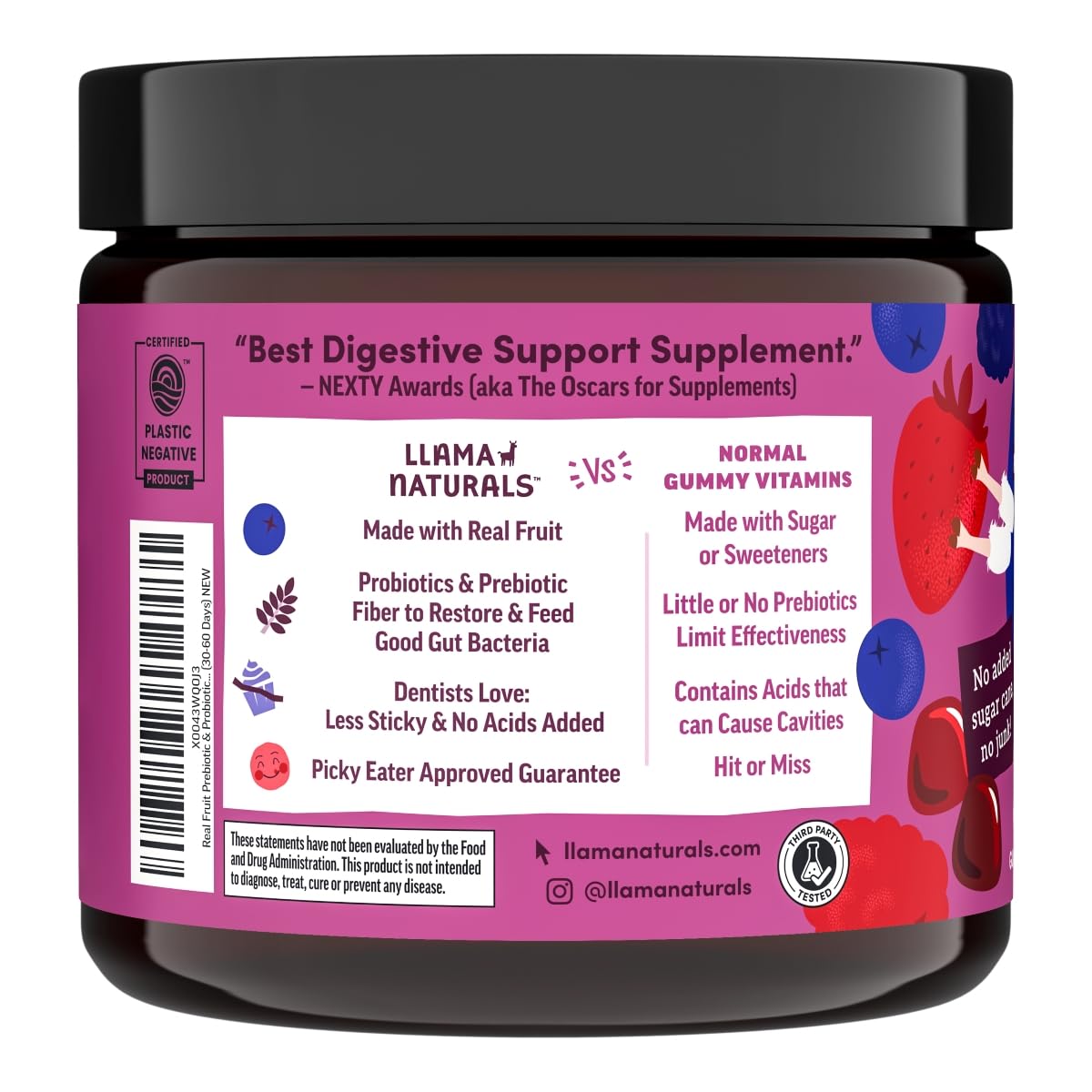 Foto 6 pulgar | Gominolas Para Niños Llama Naturals Con Mezcla De Prebióticos Y Probióticos Con Bayas - Venta Internacional.