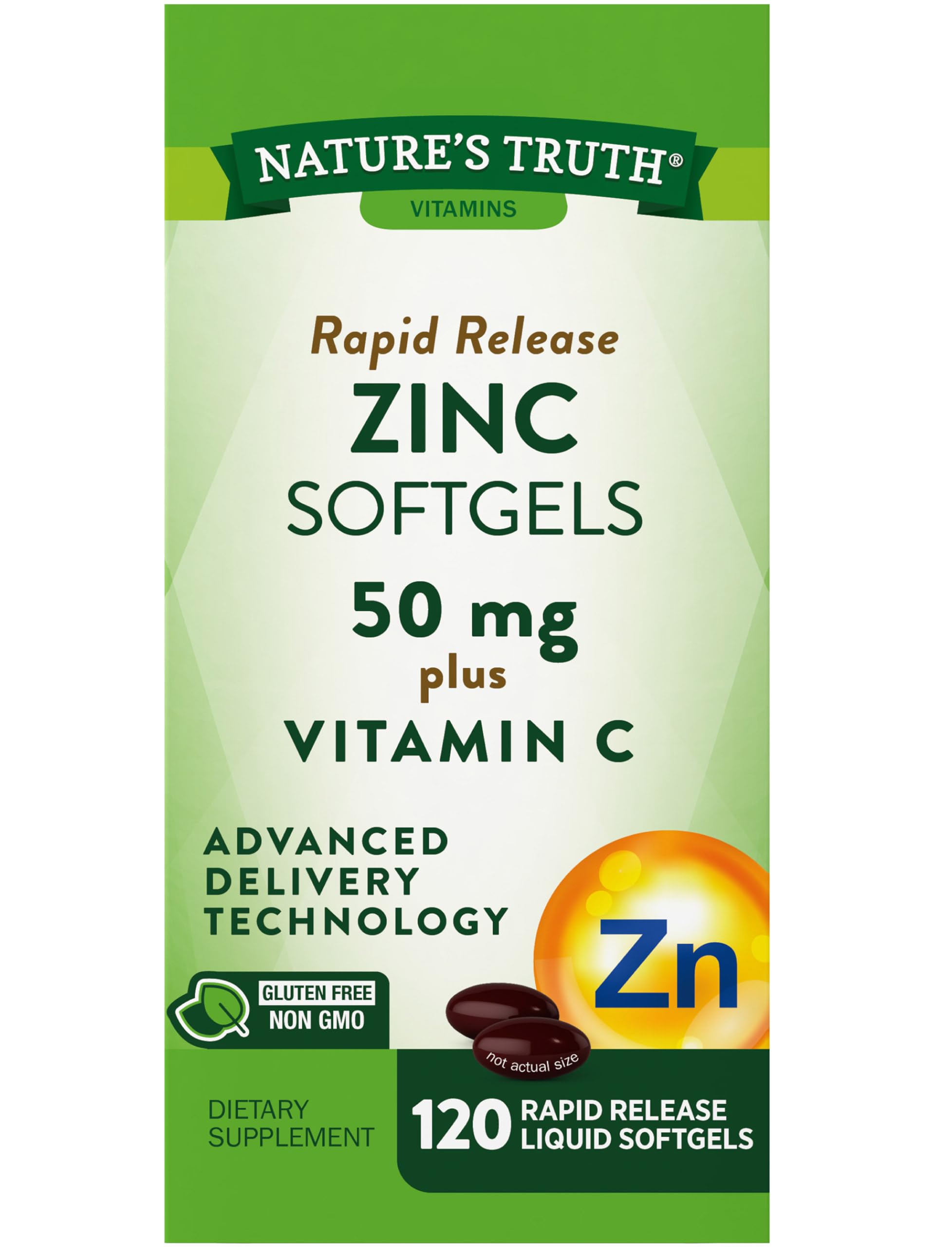 Foto 2 pulgar | Complemente Nature's Truth Zinc Con Vitamina C 50 Mg 120 Cápsulas Blandas - Venta Internacional.