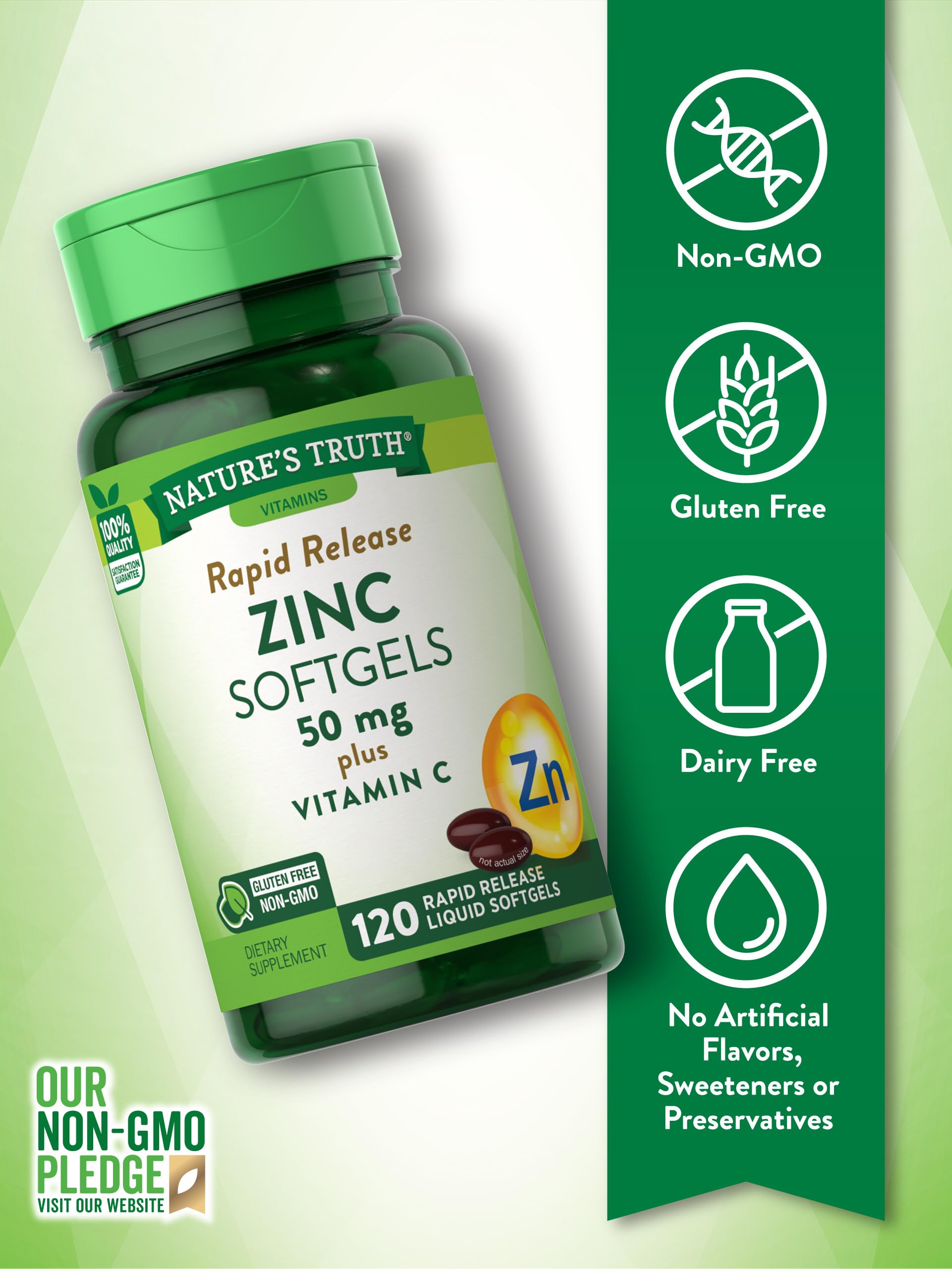 Foto 5 pulgar | Complemente Nature's Truth Zinc Con Vitamina C 50 Mg 120 Cápsulas Blandas - Venta Internacional.