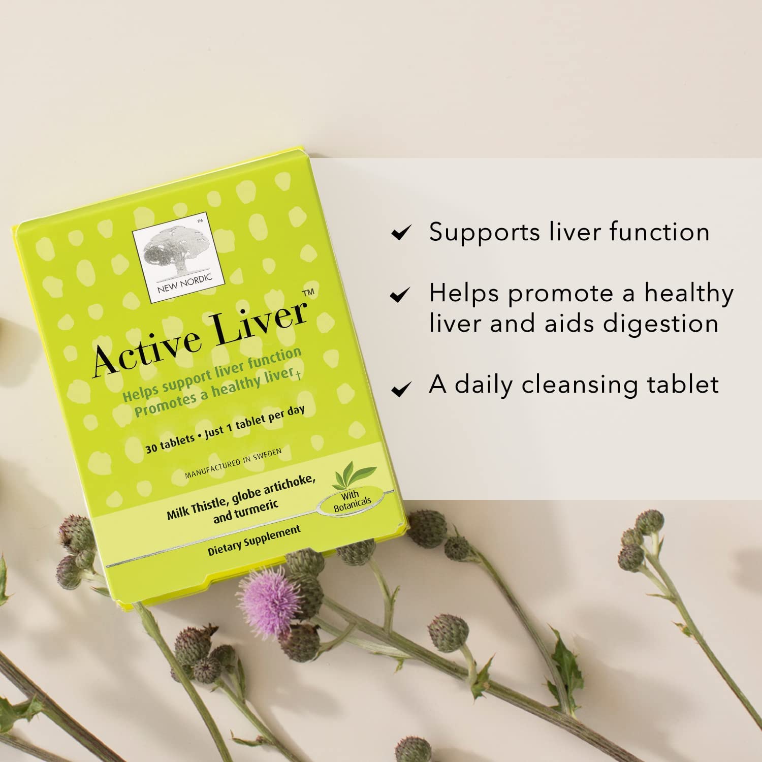 Foto 2 | Suplemento New Nordic Active Liver Milk Thistle 30 Comprimidos - Venta Internacional.