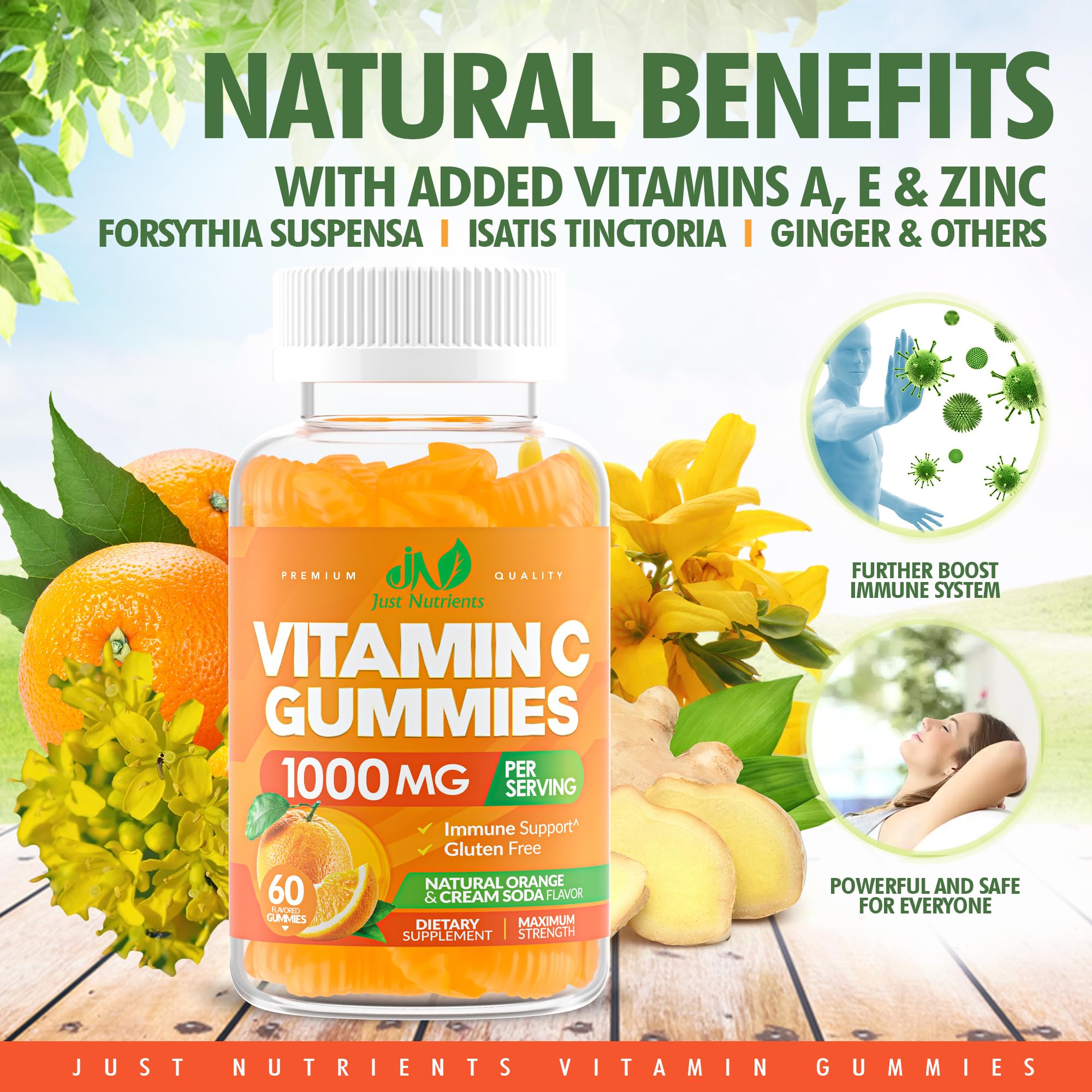 Foto 5 | Gomitas De Vitamina C Just Nutrients 1000 Mg Con 60 Gomitas De Zinc - Venta Internacional.