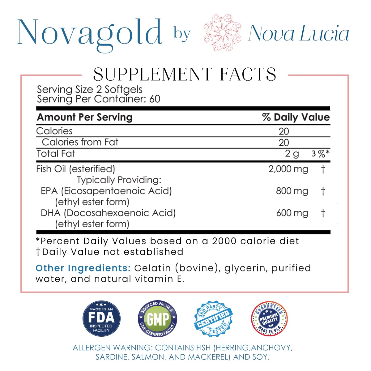 Foto 4 pulgar | Suplemento De Aceite De Pescado Omega 3 De Novagold, 2000 Mg De Epa Y Dha, 120 Cápsulas Blandas - Venta Internacional.
