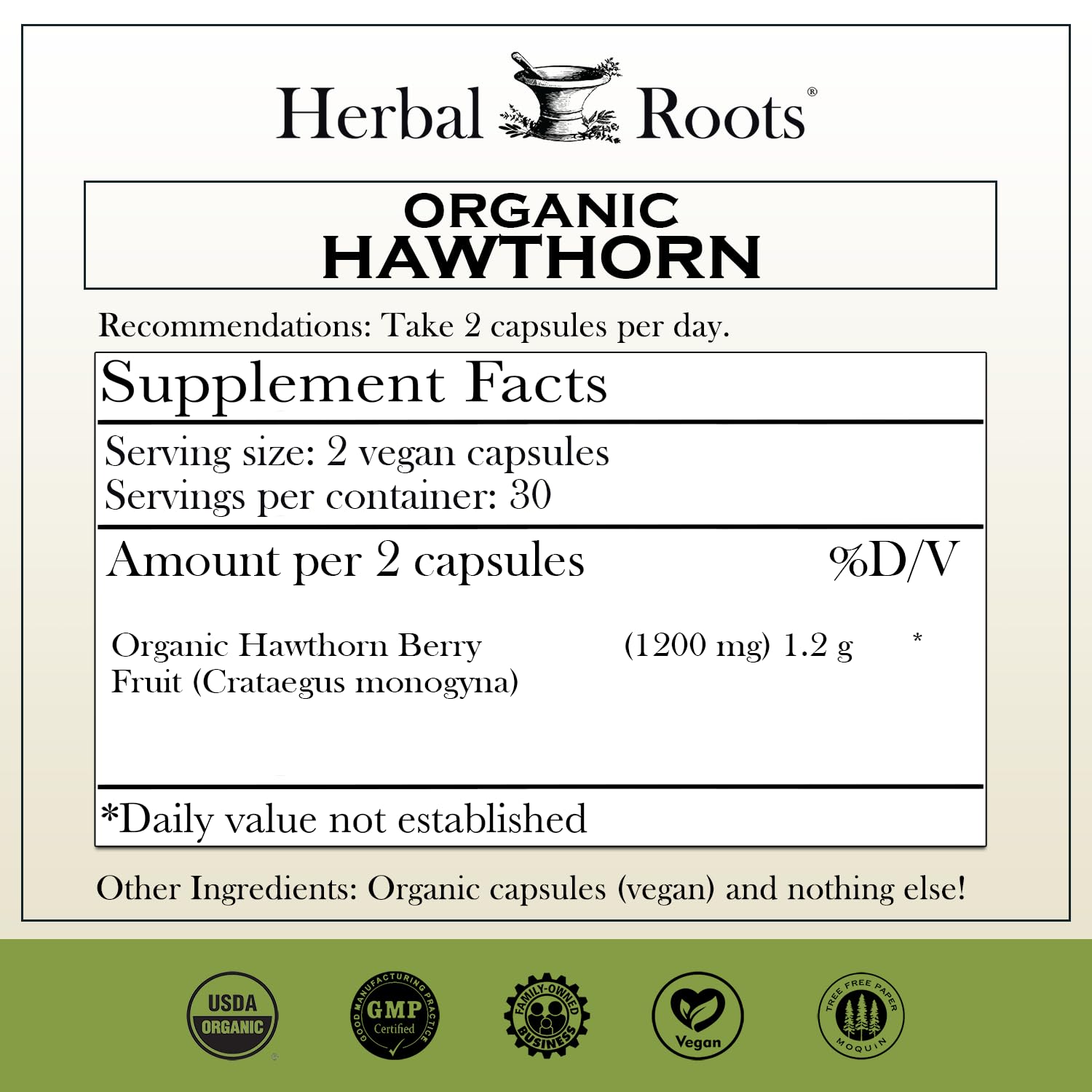 Foto 3 pulgar | Suplemento Herbal Roots, Baya De Espino Blanco Orgánica, 1200 Mg, 60 Cápsulas - Venta Internacional.