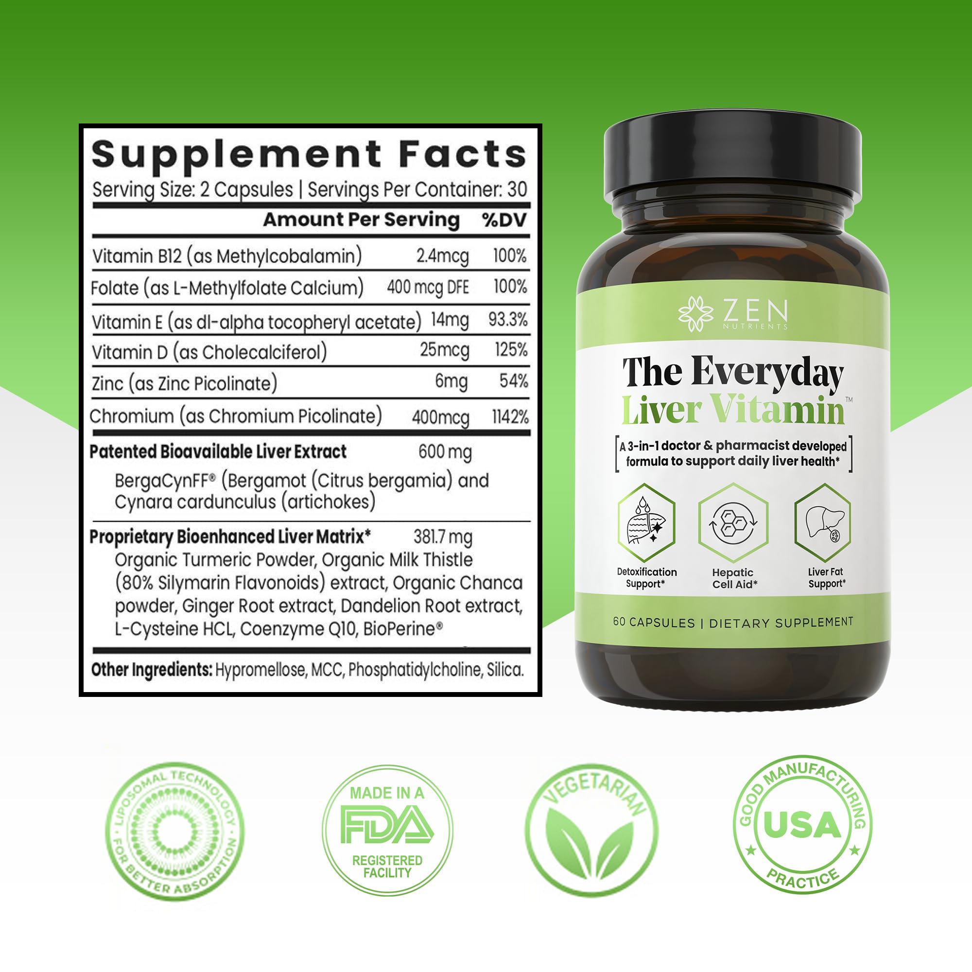 Foto 3 pulgar | Complemente Zen Nutrients, La Vitamina Diaria Para El Hígado - Venta Internacional.