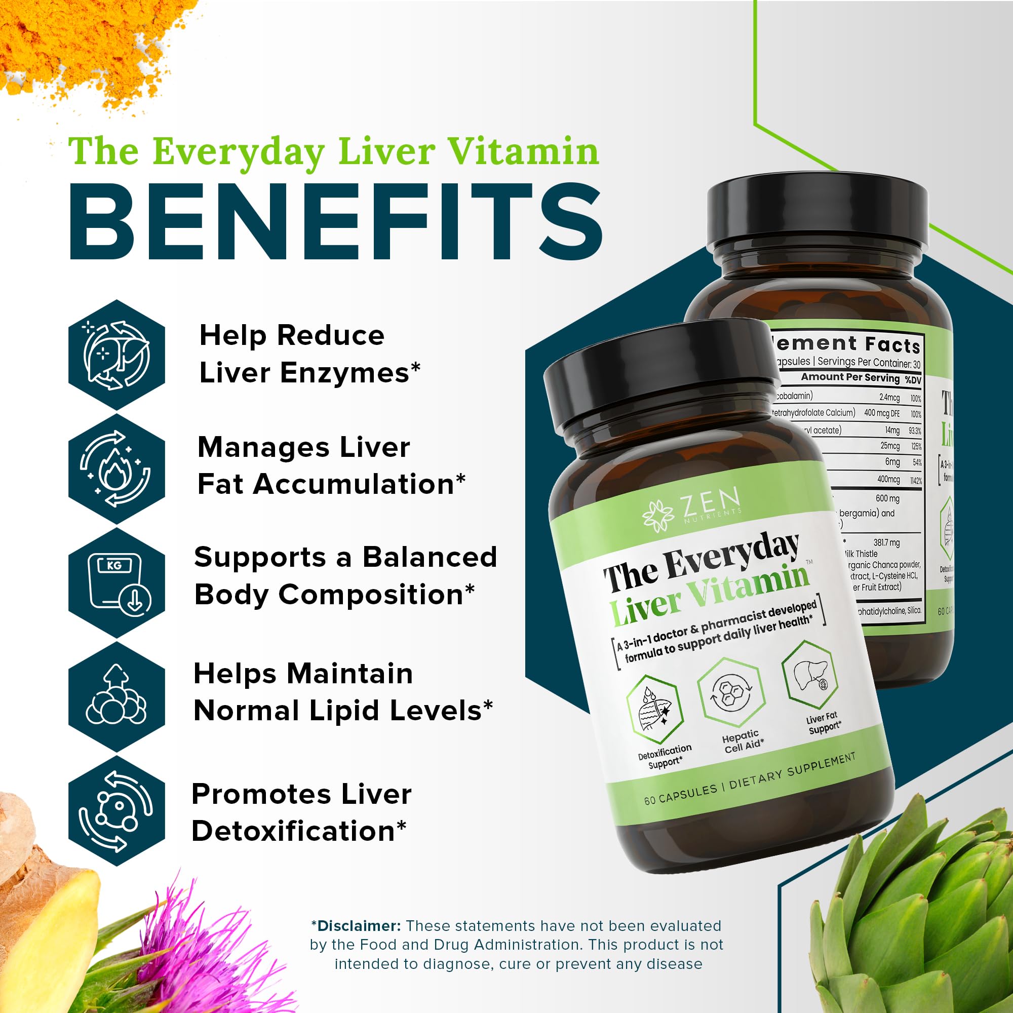 Foto 5 pulgar | Complemente Zen Nutrients, La Vitamina Diaria Para El Hígado - Venta Internacional.