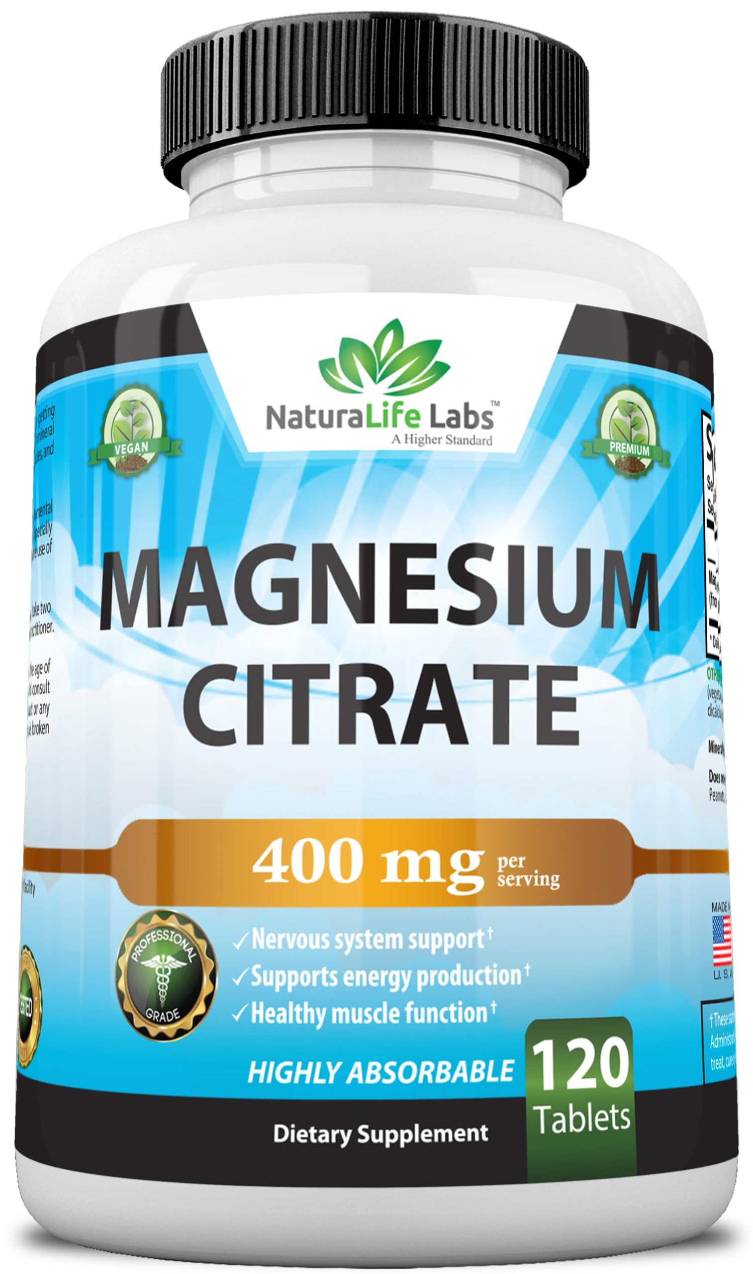 Foto 2 pulgar | Suplemento Naturalife Labs Citrato De Magnesio 400 Mg 120 Tabletas - Venta Internacional.