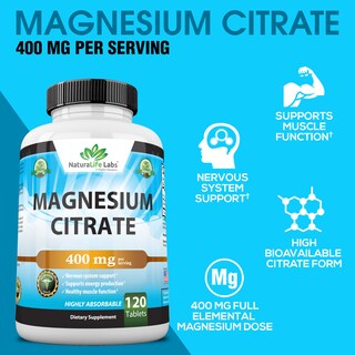 Foto 3 | Suplemento Naturalife Labs Citrato De Magnesio 400 Mg 120 Tabletas - Venta Internacional.