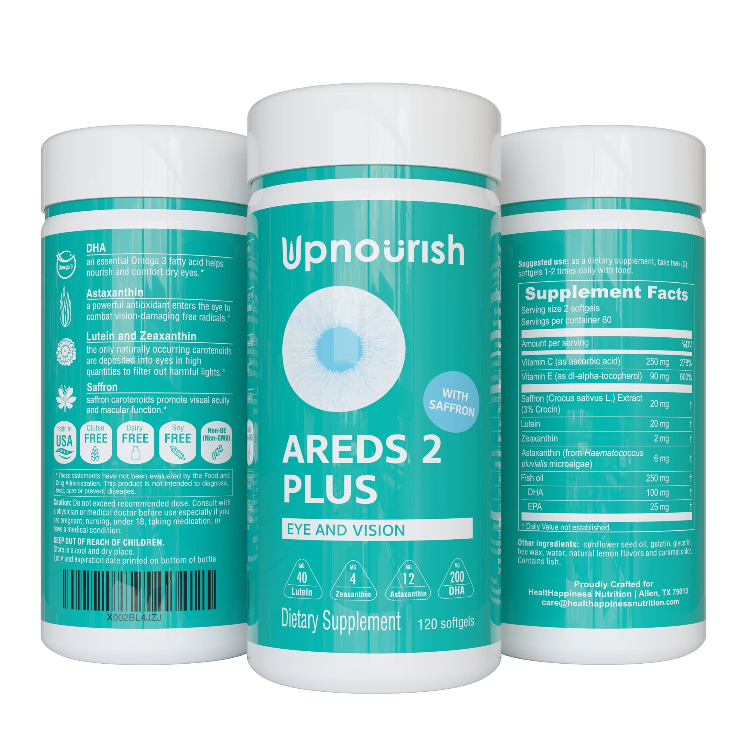 Foto 2 pulgar | Suplemento Vitamínico Para Ojos Upnourish Areds 2+ 120 Cápsulas - Venta Internacional.