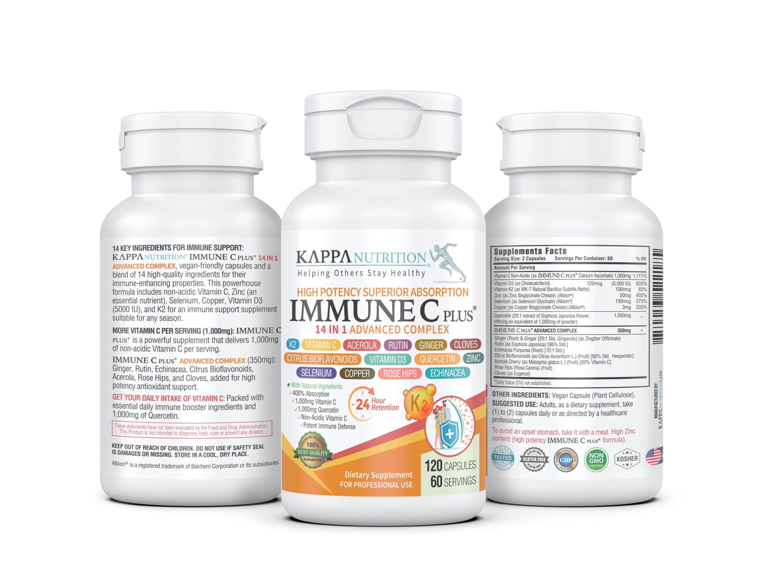 Foto 3 pulgar | (120 Cápsulas) Complejo Kappa Nutrition Immune C Plus 14 En 1 - Venta Internacional.