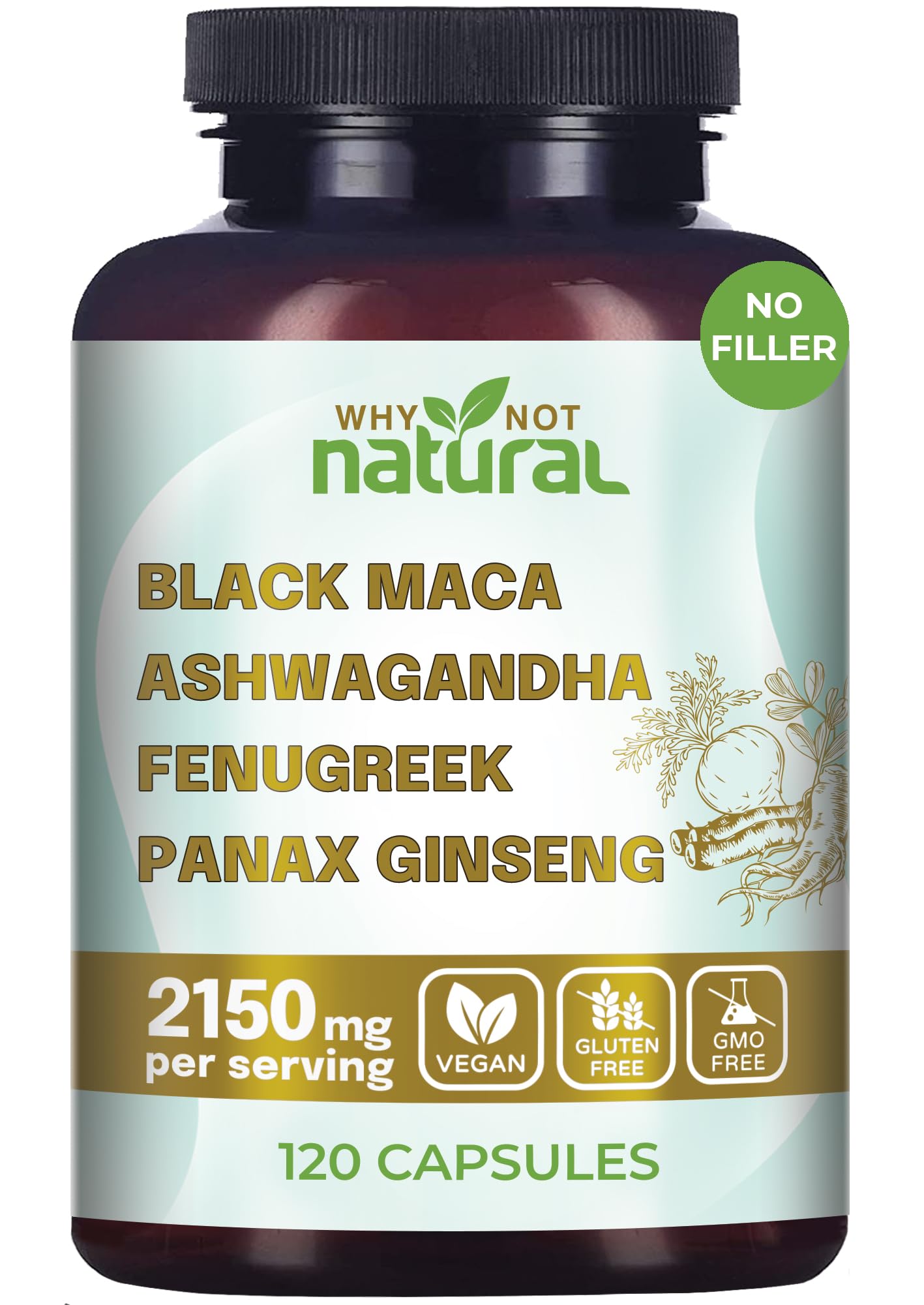 Foto 2 pulgar | Complementa La Raíz De Maca Negra Orgánica 4 En 1 Why Not Natural - Venta Internacional.