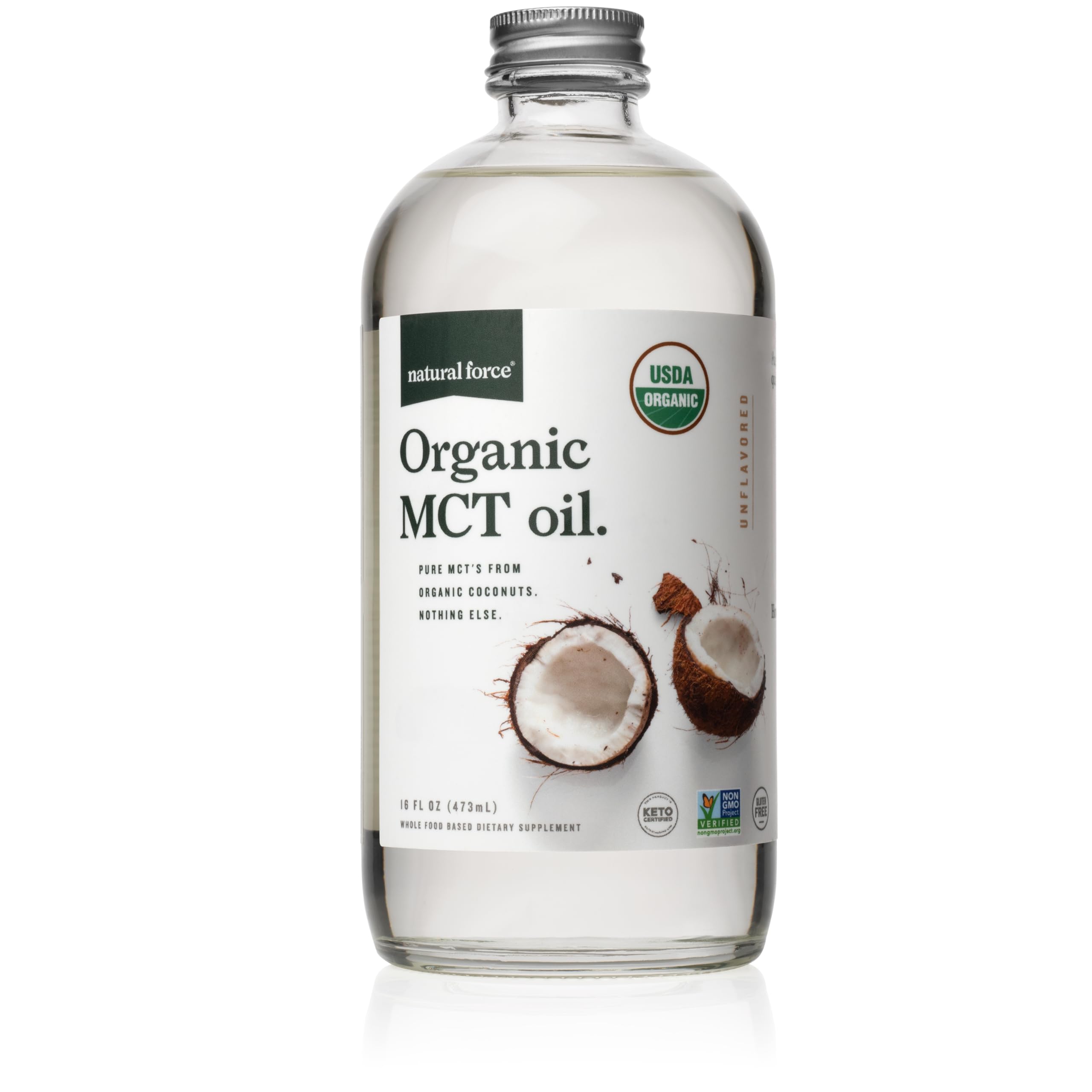 Foto 2 pulgar | Botella De Vidrio Mct Oil Natural Force 100% Coco Virgen De 473 Ml - Venta Internacional.