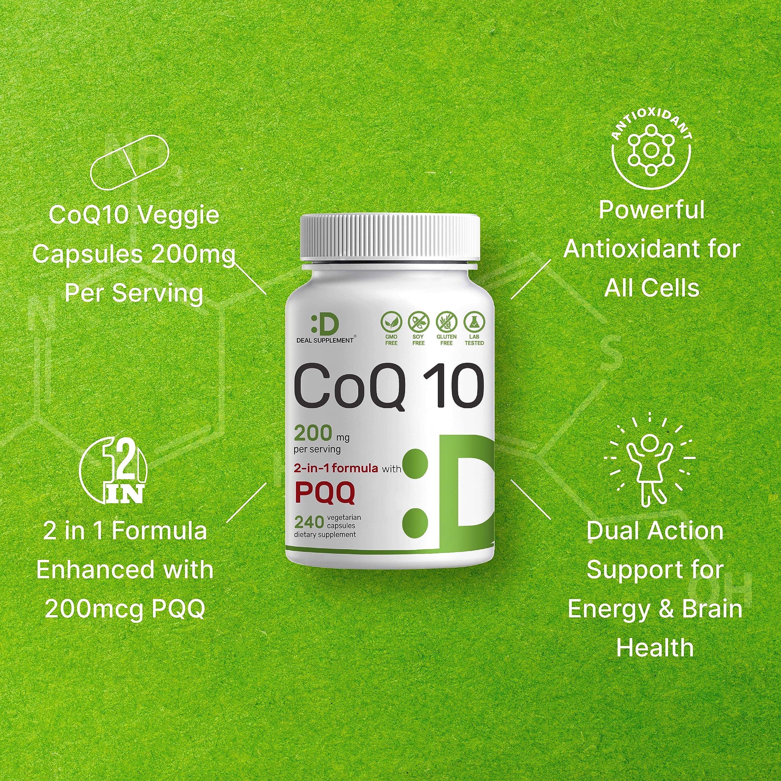 Foto 5 pulgar | Oferta De Suplementos: Suplemento De Coq10 De 200 Mg Y Pqq De 200 Mcg, 240 Cápsulas - Venta Internacional.