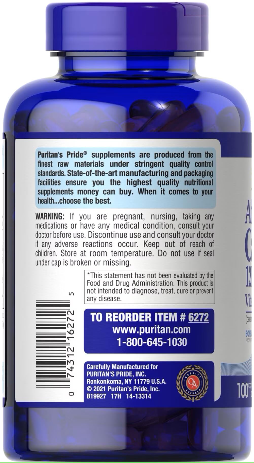 Foto 3 pulgar | Suplemento Puritan's Pride De Calcio Absorbible De 1200 Mg Con Vitamina D 1000 Ui, 100 Cápsulas Blandas - Venta I