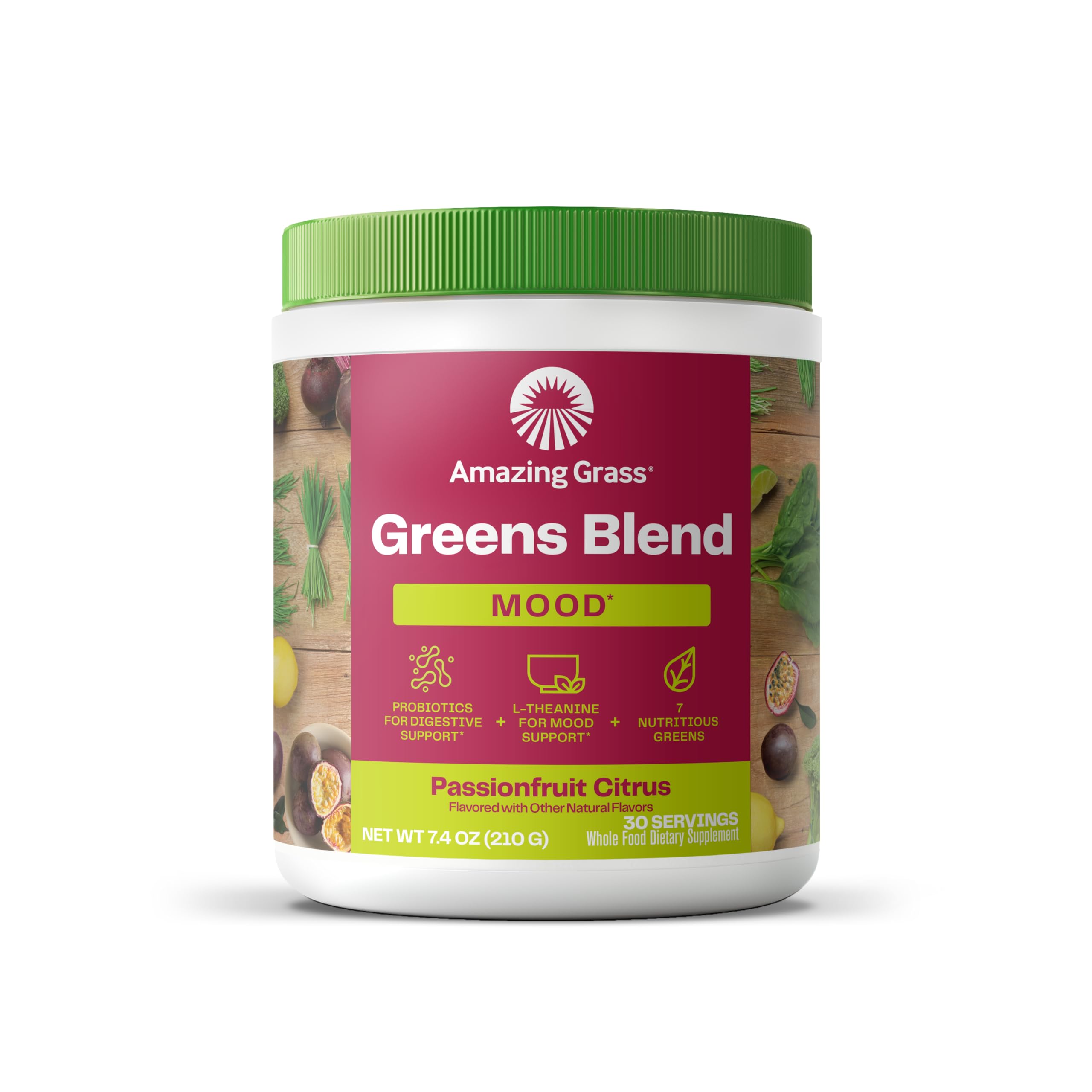 Foto 2 pulgar | Mezcla De Batido En Polvo Super Greens Amazing Grass Mood 30s - Venta Internacional.