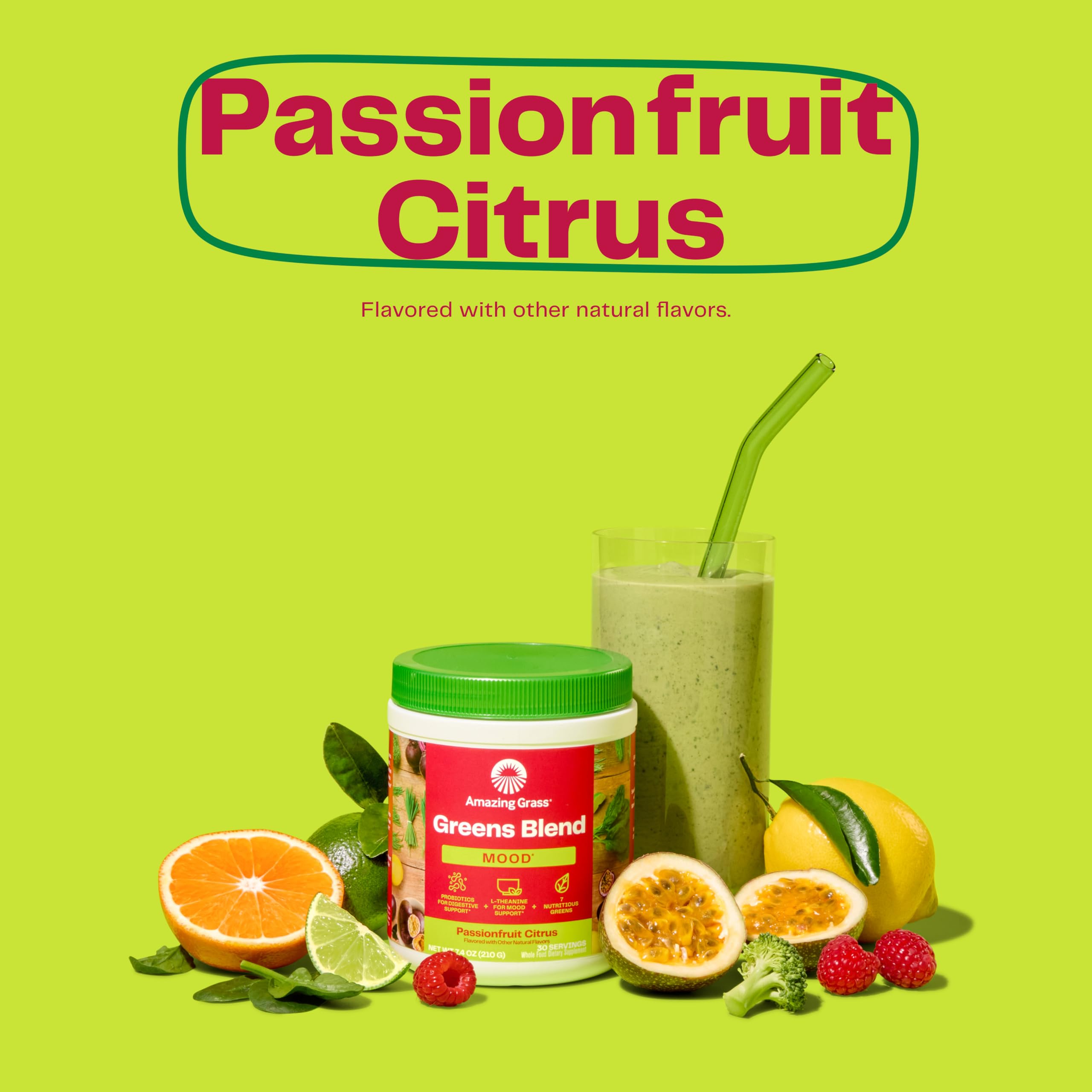 Foto 7 pulgar | Mezcla De Batido En Polvo Super Greens Amazing Grass Mood 30s - Venta Internacional.