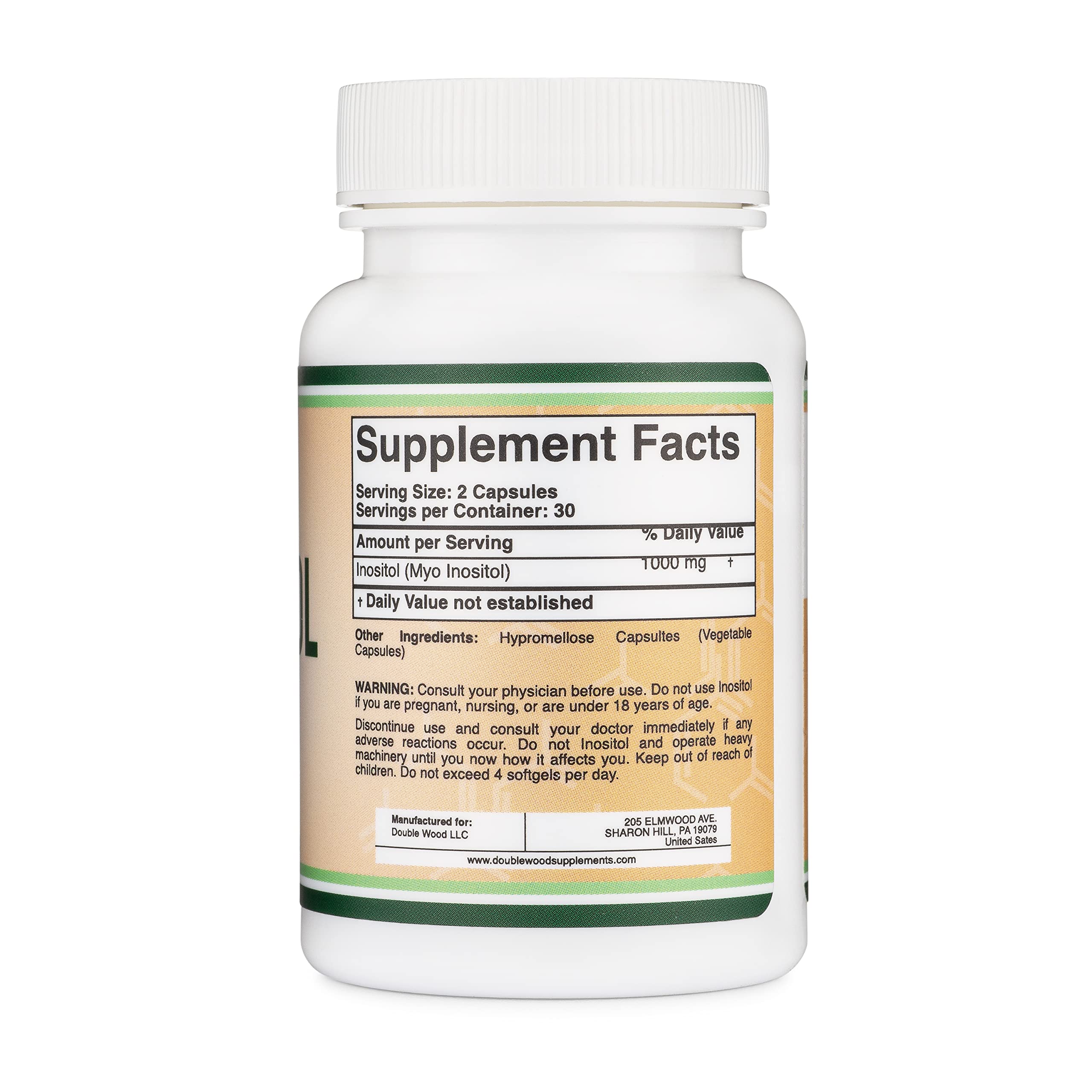 Foto 3 pulgar | Suplemento De Cápsulas De Inositol Double Wood De 1000 Mg (60 Unidades) - Venta Internacional.