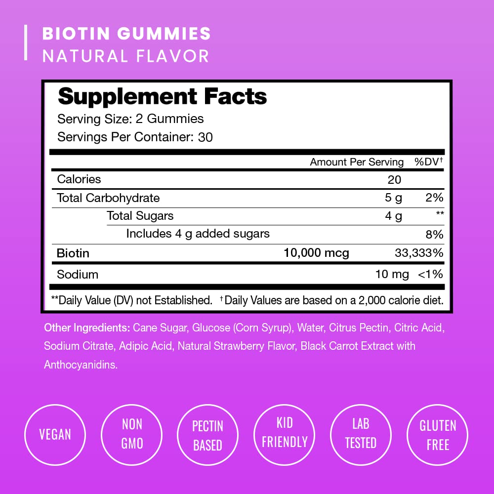 Foto 2 | Gomitas Nutrachamps Biotina 10000 Mcg De Alta Potencia 5000 Mcg X30 - Venta Internacional.