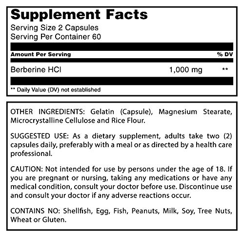 Foto 5 pulgar | Suplemento Amazing Formulas Berberine 1000 Mg 120 Cápsulas - Venta Internacional.