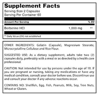 Foto 4 | Suplemento Amazing Formulas Berberine 1000 Mg 120 Cápsulas - Venta Internacional.