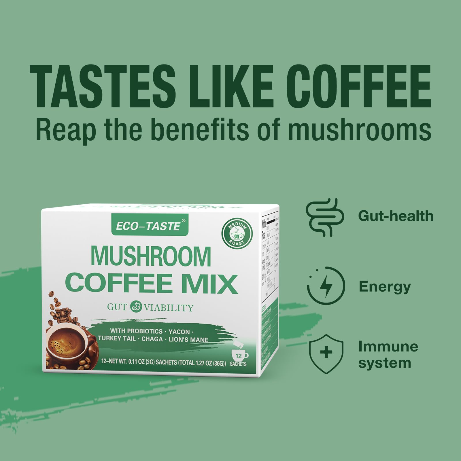 Foto 4 pulgar | Mezcla De Hongos Con Sabor Ecológico Con Chaga, Melena De León Y Cola De Pavo - Venta Internacional.