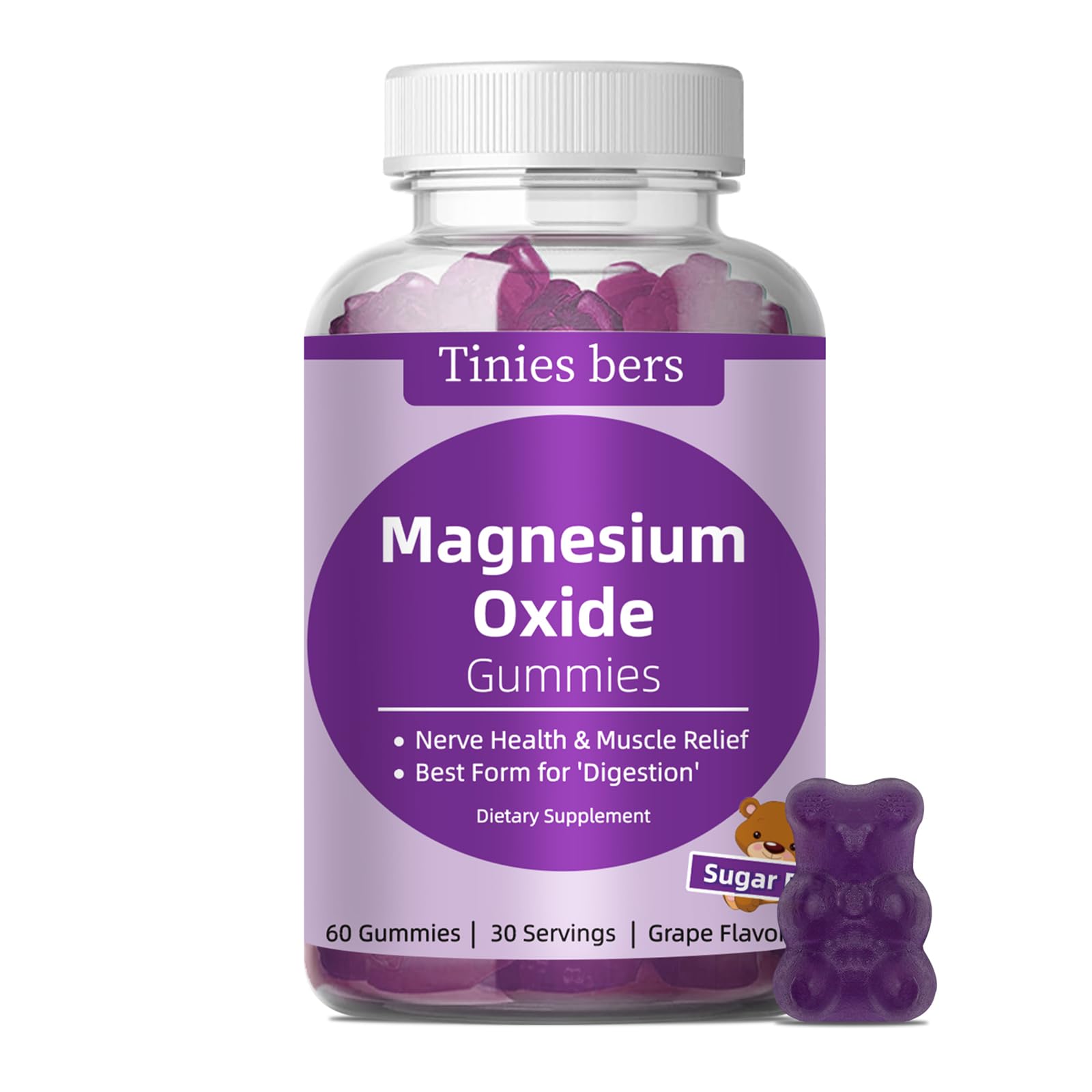 Foto 2 pulgar | Suplemento Tinies Bers Gomitas De Óxido De Magnesio 500 Mg 60 Unidades - Venta Internacional.