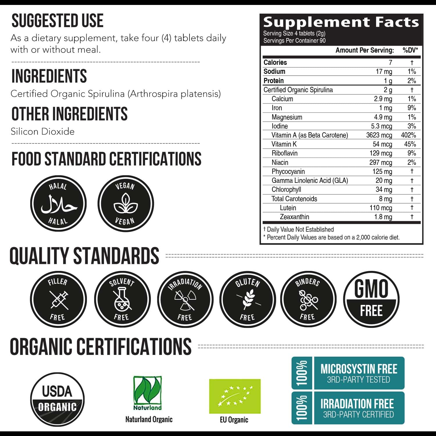 Foto 6 pulgar | Suplemento Triquetra Health, Espirulina Orgánica, 360 Tabletas - Venta Internacional.