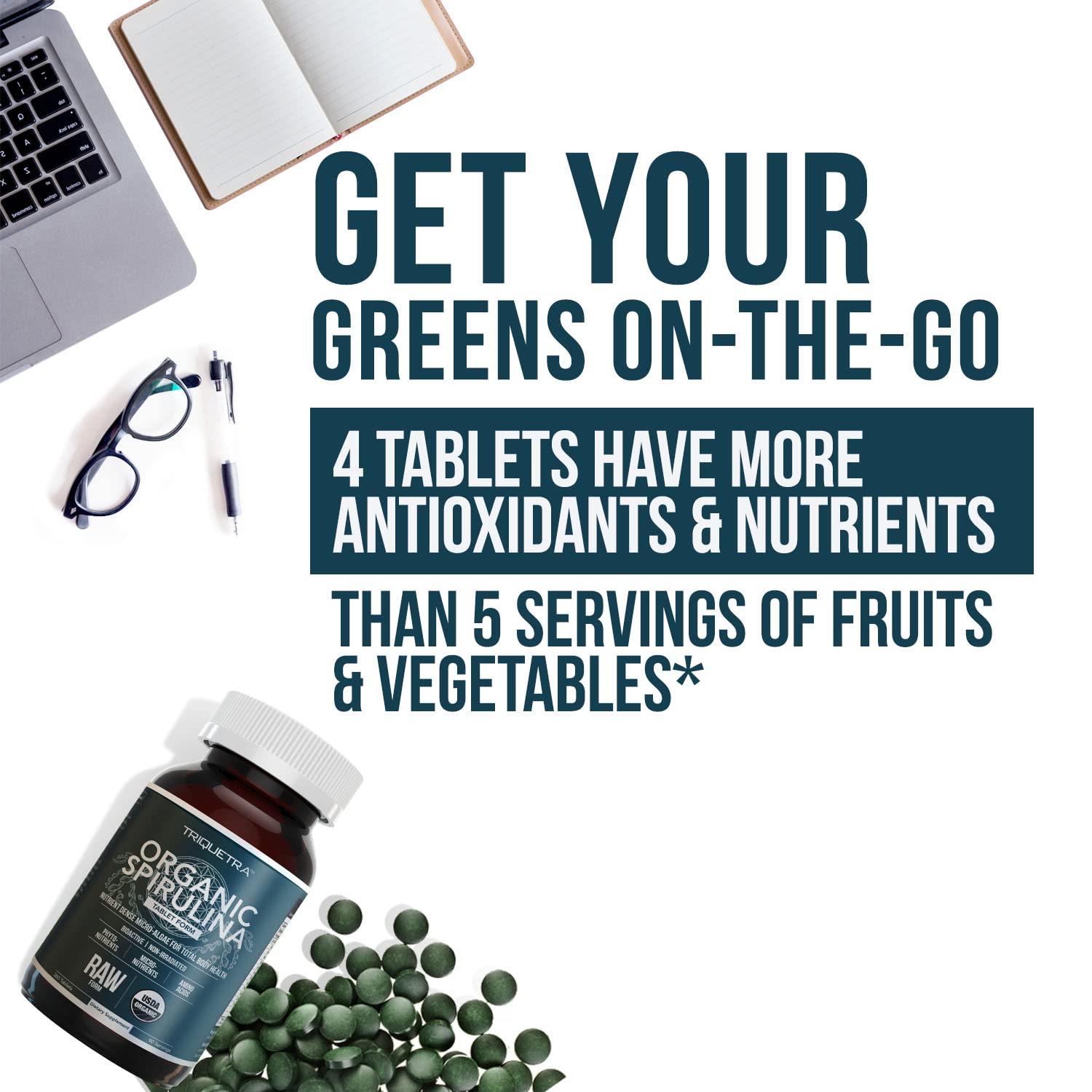 Foto 7 | Suplemento Triquetra Health, Espirulina Orgánica, 360 Tabletas - Venta Internacional.