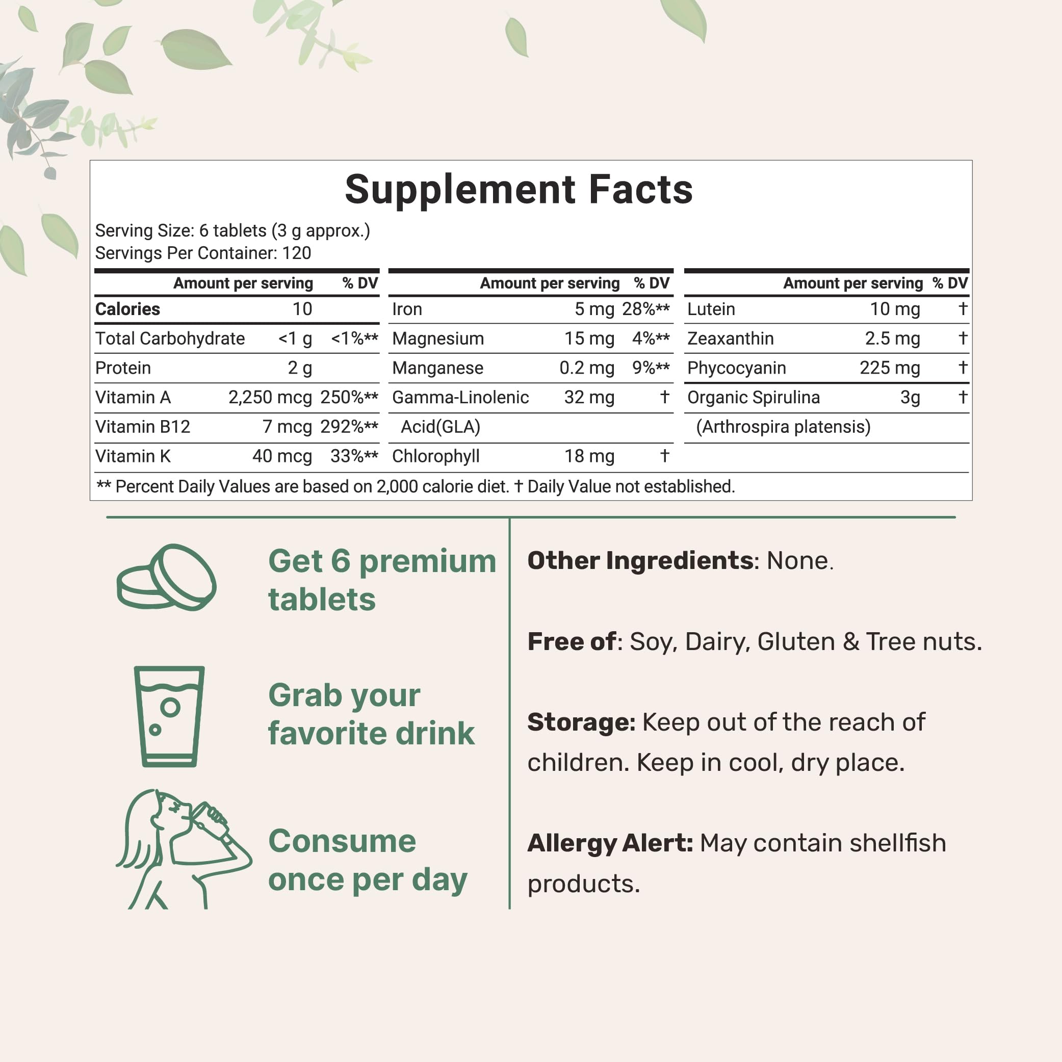 Foto 4 pulgar | Suplemento De Microingredientes: Espirulina Orgánica, 3000 Mg, 720 Tabletas - Venta Internacional.