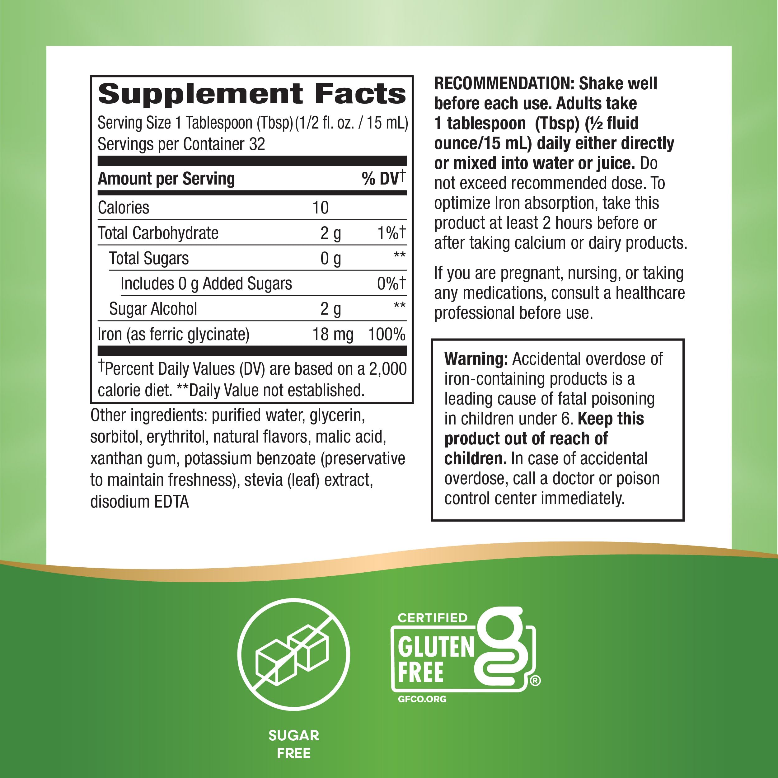 Foto 5 pulgar | Suplemento Nature's Way Liquid Iron, 473 Ml, Sin Azúcar - Venta Internacional.