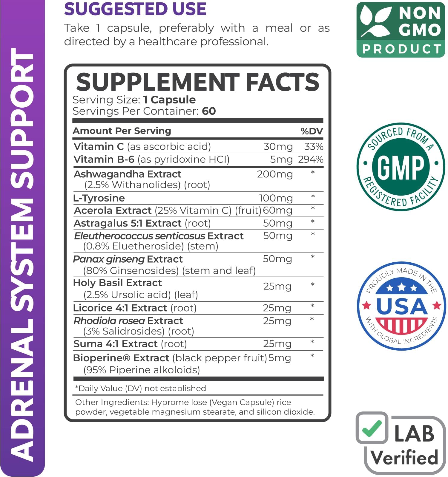 Foto 5 pulgar | Supplement Health Harmony Adrenal System Support 60 Cápsulas - Venta Internacional.