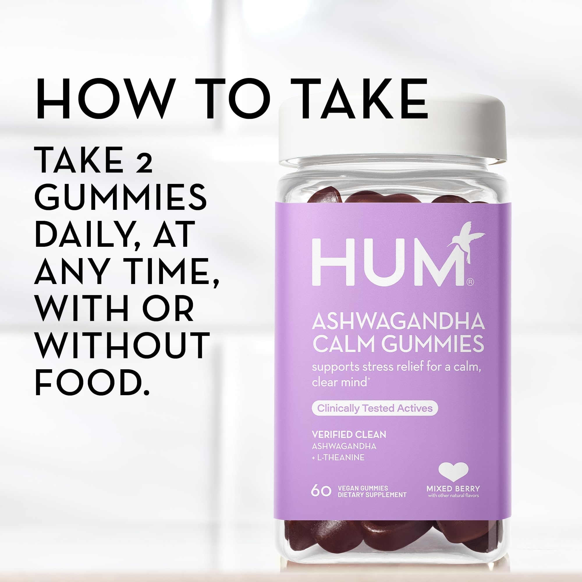 Foto 5 pulgar | Suplemento Hum Ashwagandha Calm Con 60 Gomitas De L-teanina - Venta Internacional.