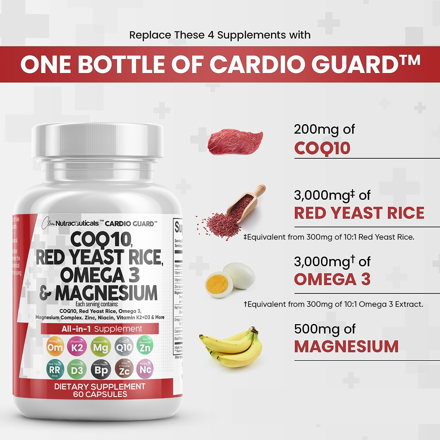 Foto 4 pulgar | Suplemento Clean Nutraceuticals Cardioguard 60 Unidades - Venta Internacional.