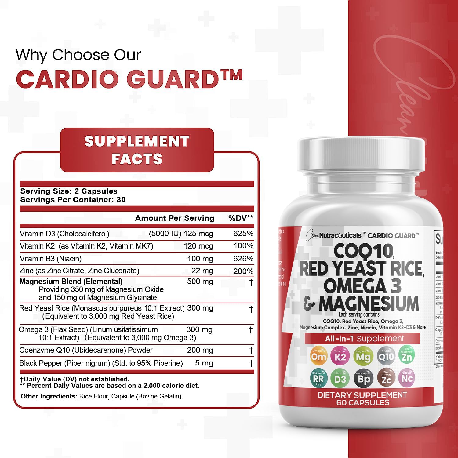 Foto 5 pulgar | Suplemento Clean Nutraceuticals Cardioguard 60 Unidades - Venta Internacional.