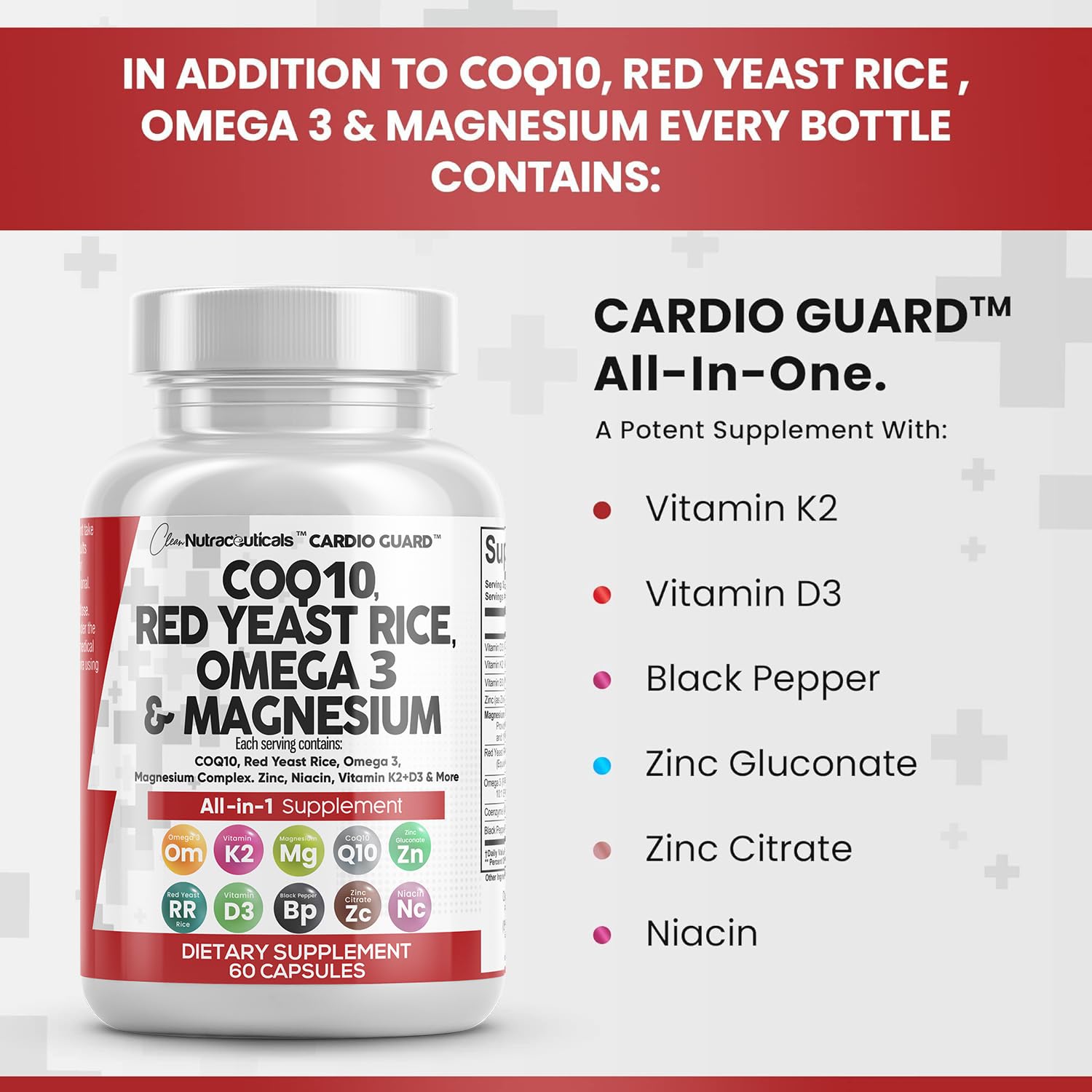 Foto 6 pulgar | Suplemento Clean Nutraceuticals Cardioguard 60 Unidades - Venta Internacional.