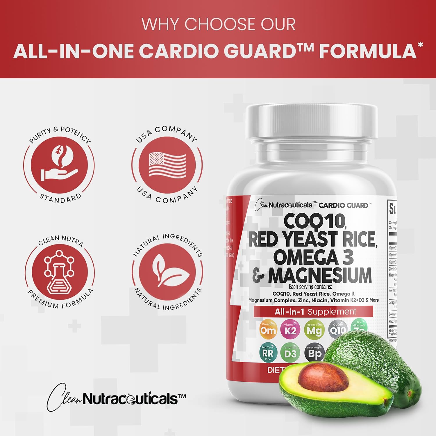 Foto 7 pulgar | Suplemento Clean Nutraceuticals Cardioguard 60 Unidades - Venta Internacional.