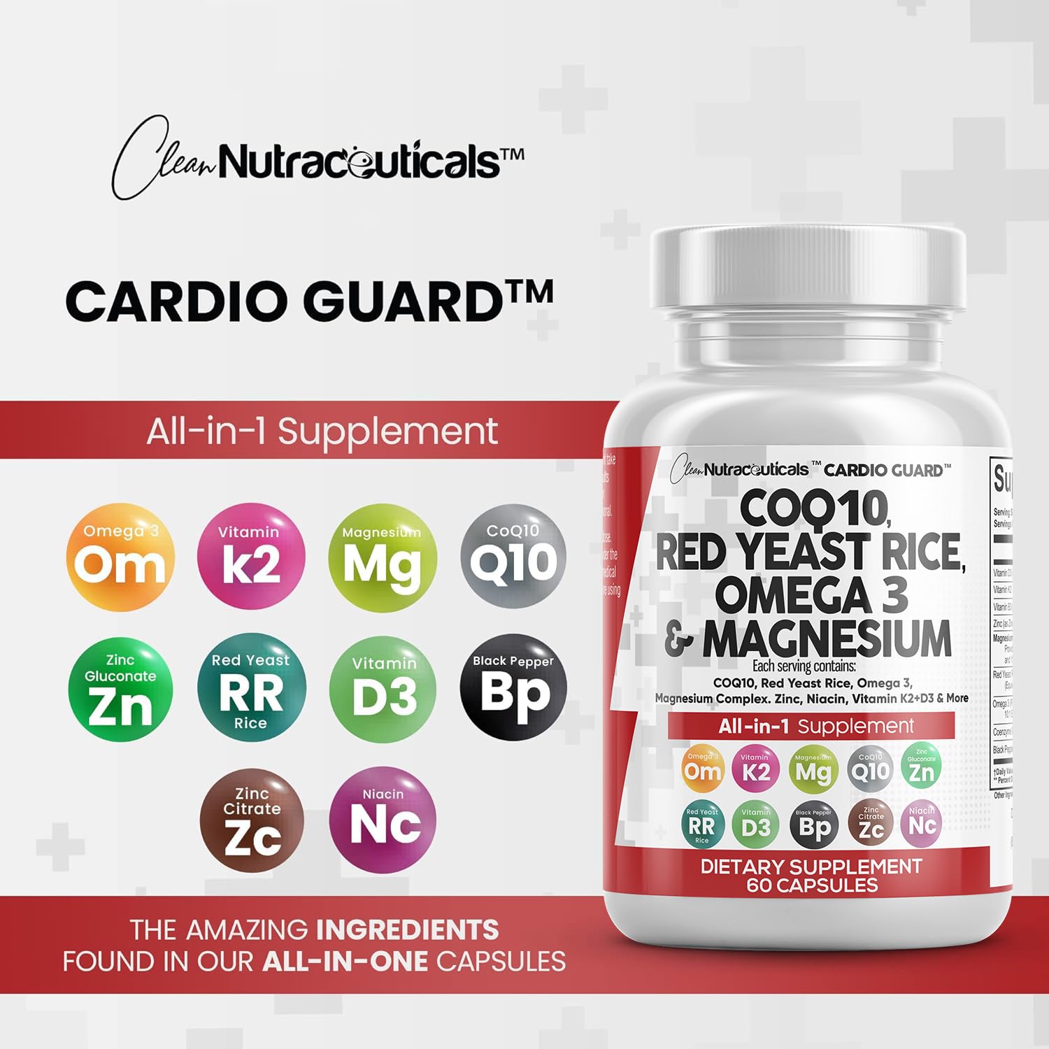 Foto 8 pulgar | Suplemento Clean Nutraceuticals Cardioguard 60 Unidades - Venta Internacional.