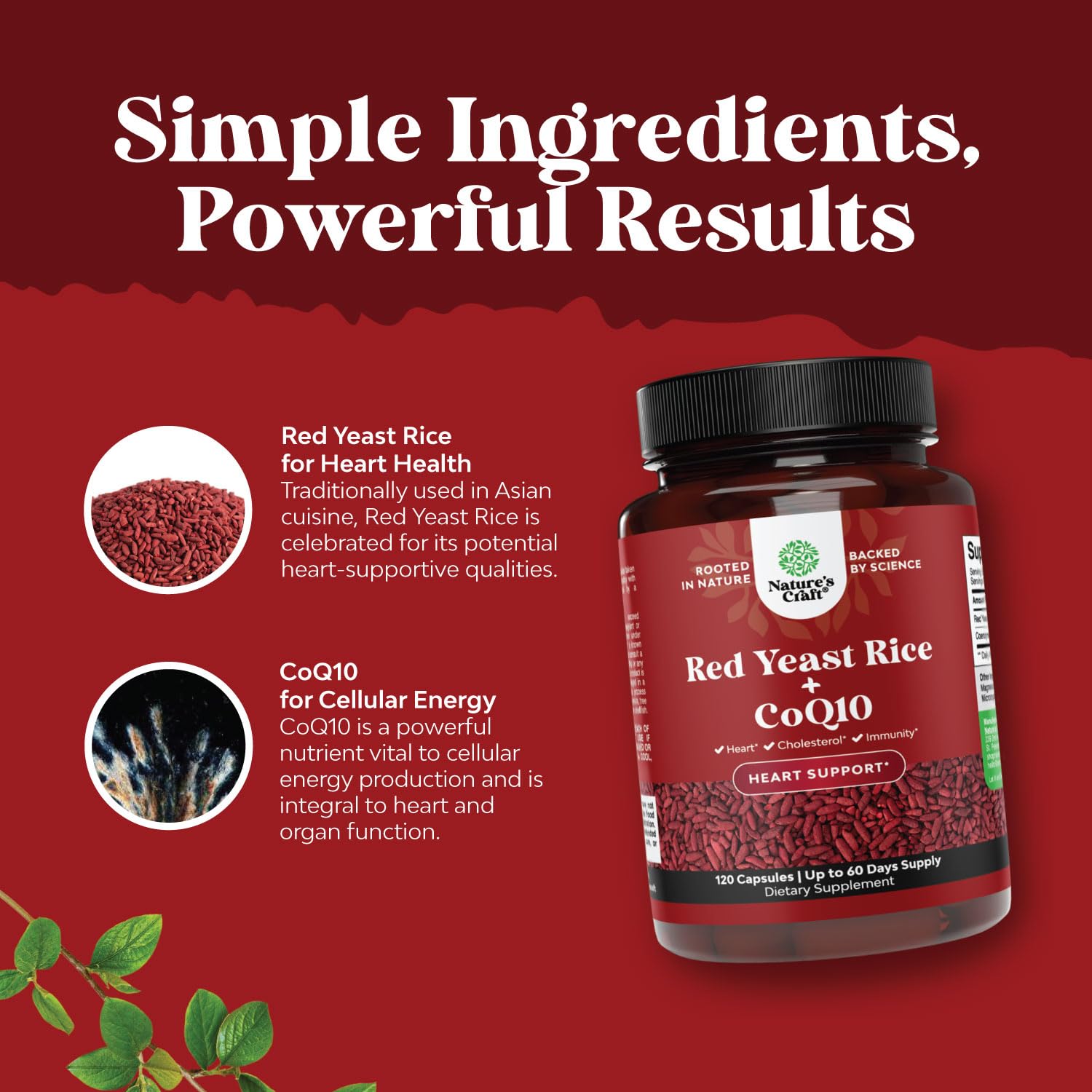 Foto 6 pulgar | Suplemento De Arroz De Levadura Roja Artesanal De Natures, 1200 Mg Con 100 Mg De Coq10 - Venta Internacional.