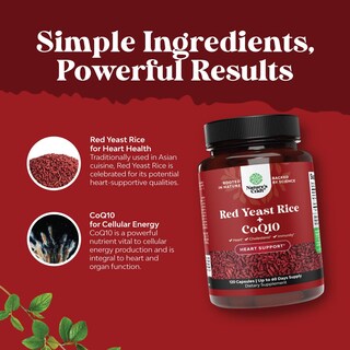 Foto 5 | Suplemento De Arroz De Levadura Roja Artesanal De Natures, 1200 Mg Con 100 Mg De Coq10 - Venta Internacional.