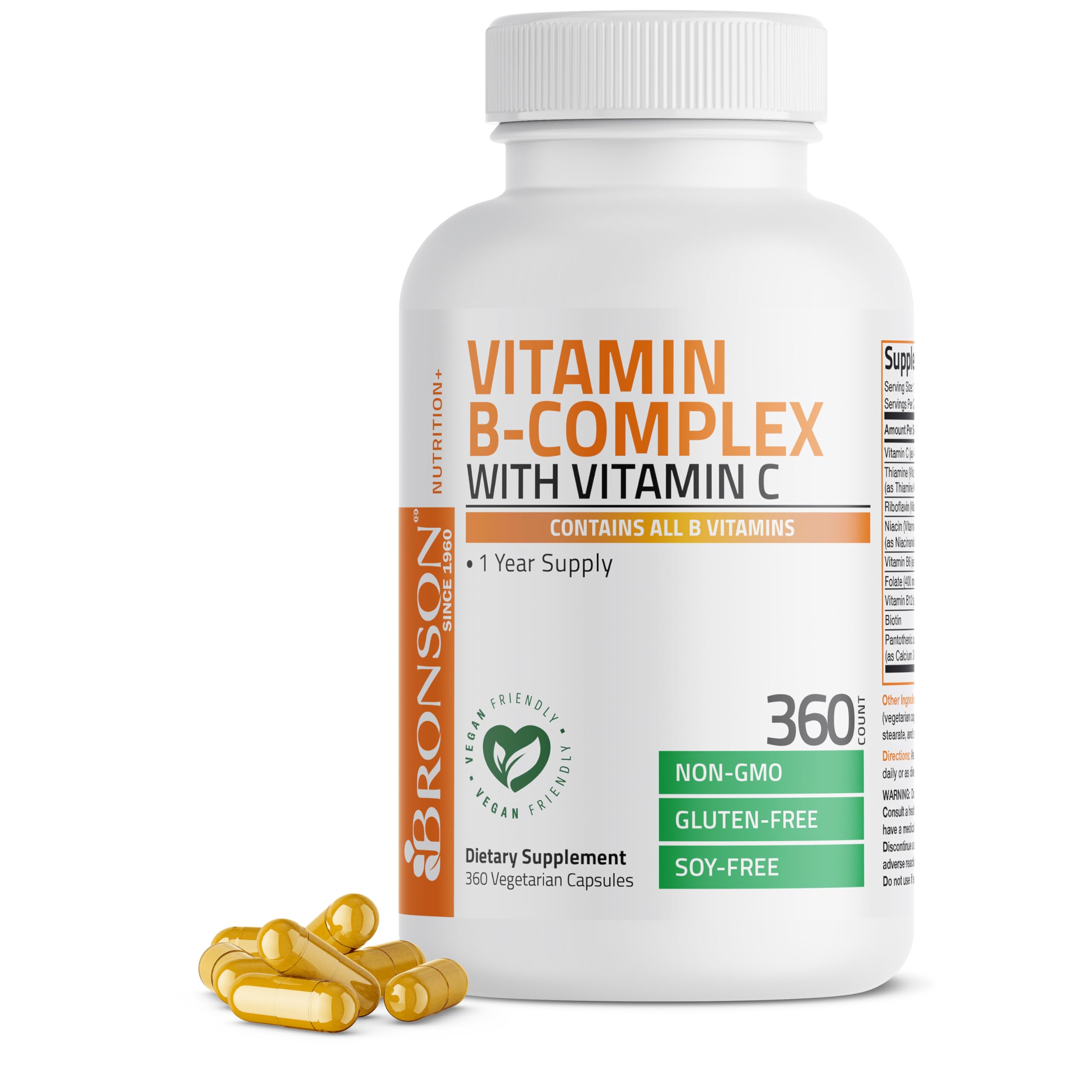 Foto 2 pulgar | Complemente El Complejo De Vitamina B Bronson Con Vitamina C 360 Cápsulas - Venta Internacional.