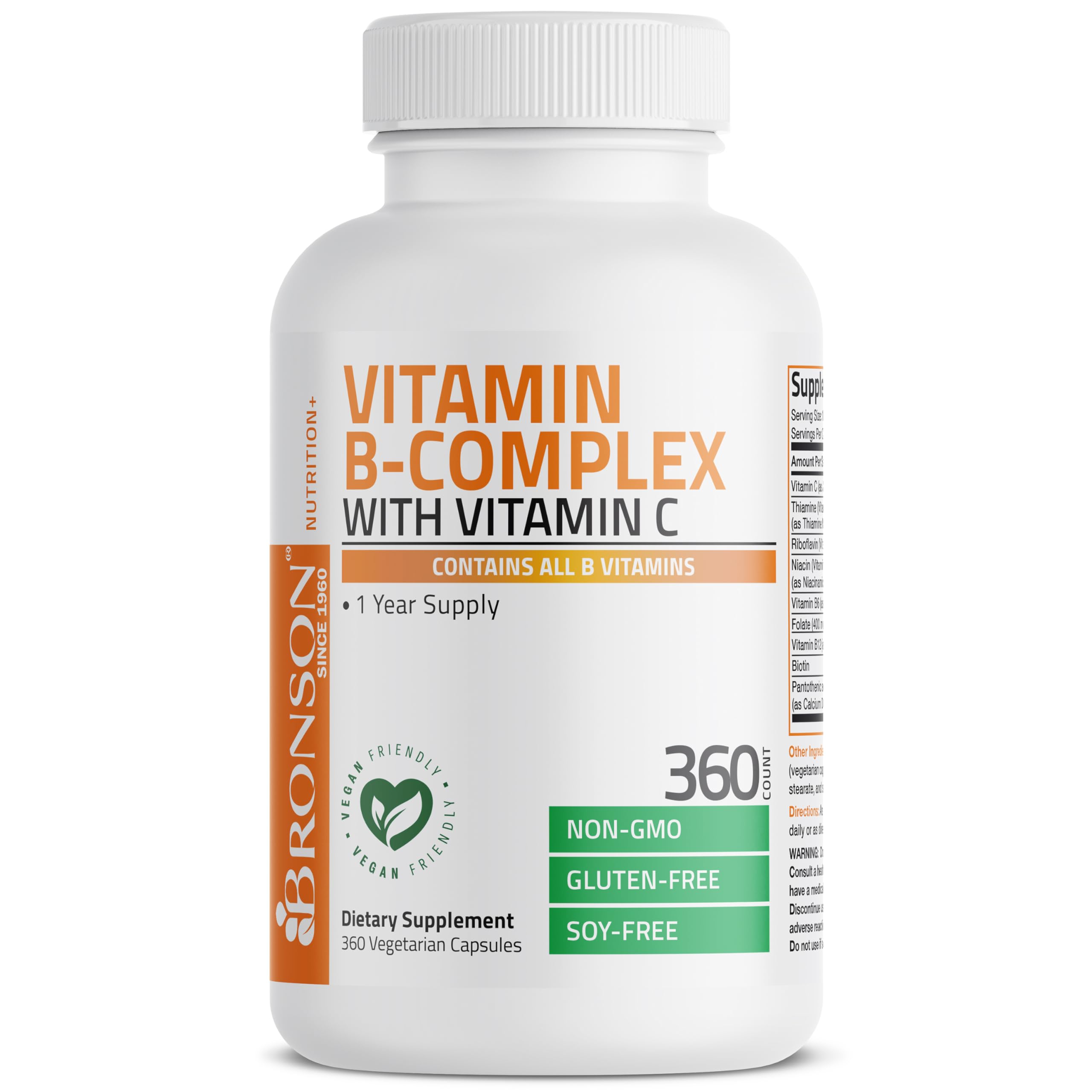 Foto 4 pulgar | Complemente El Complejo De Vitamina B Bronson Con Vitamina C 360 Cápsulas - Venta Internacional.