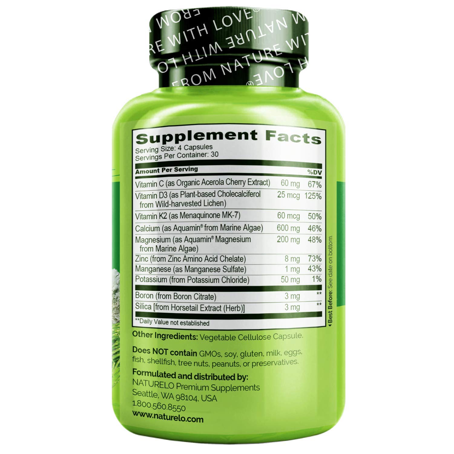 Foto 4 pulgar | Suplemento Naturelo Bone Strength Calcium 600 Mg 120 Cápsulas - Venta Internacional.