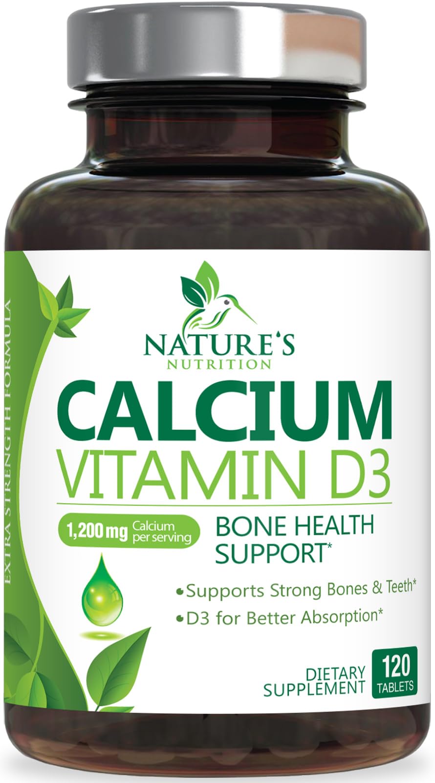 Foto 2 pulgar | Suplemento De Calcio Nature's Nutrition 1200 Mg + Vitamina D3 - Venta Internacional.