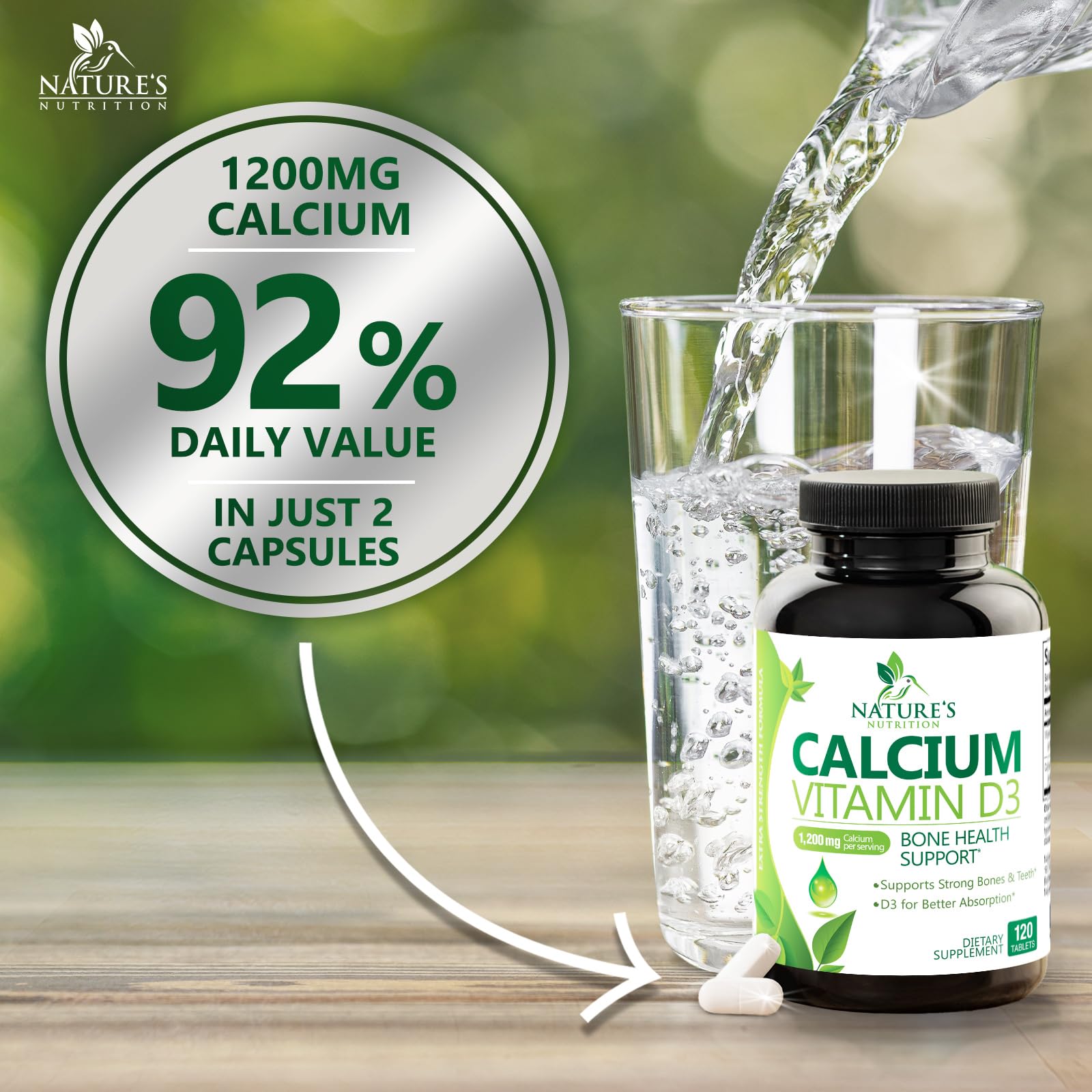 Foto 6 pulgar | Suplemento De Calcio Nature's Nutrition 1200 Mg + Vitamina D3 - Venta Internacional.